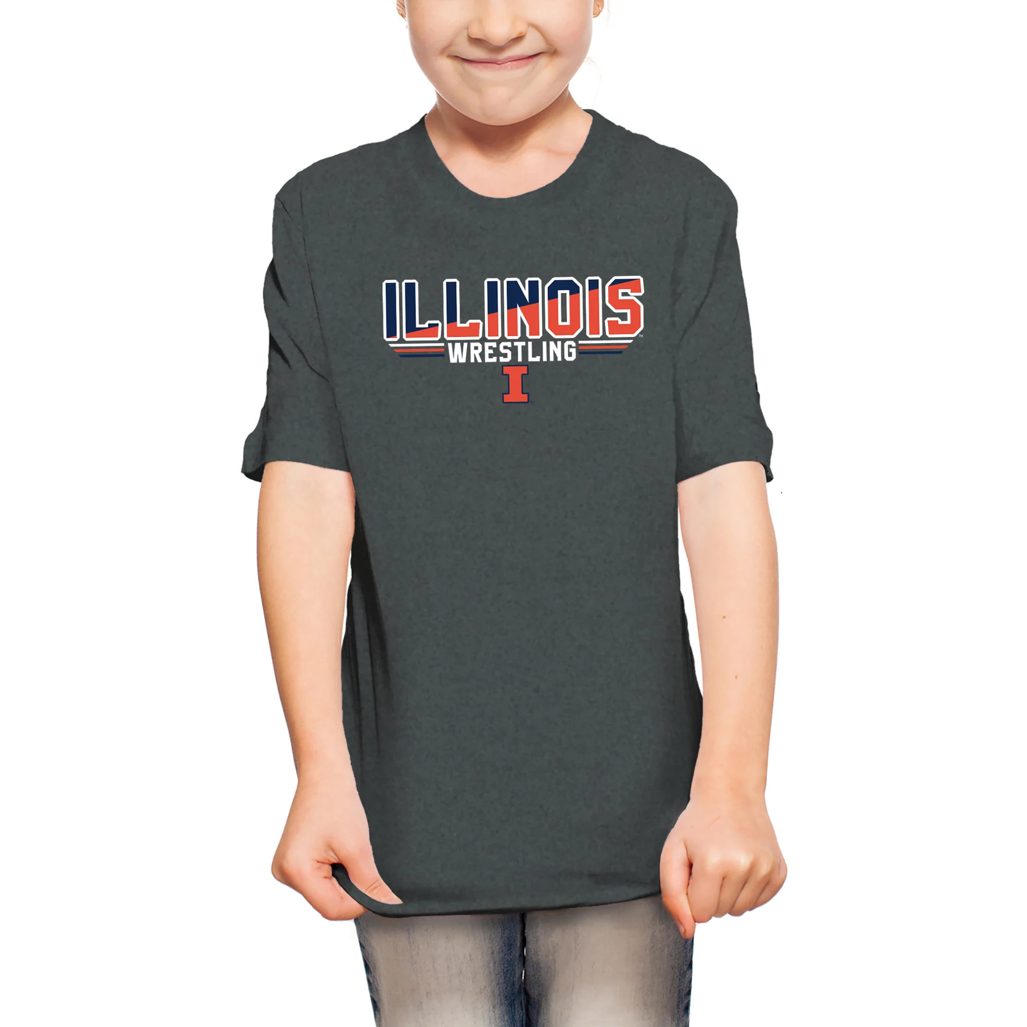 Illinois Wrestling Top Flight Youth T-Shirt - Dark Heather - Image 4