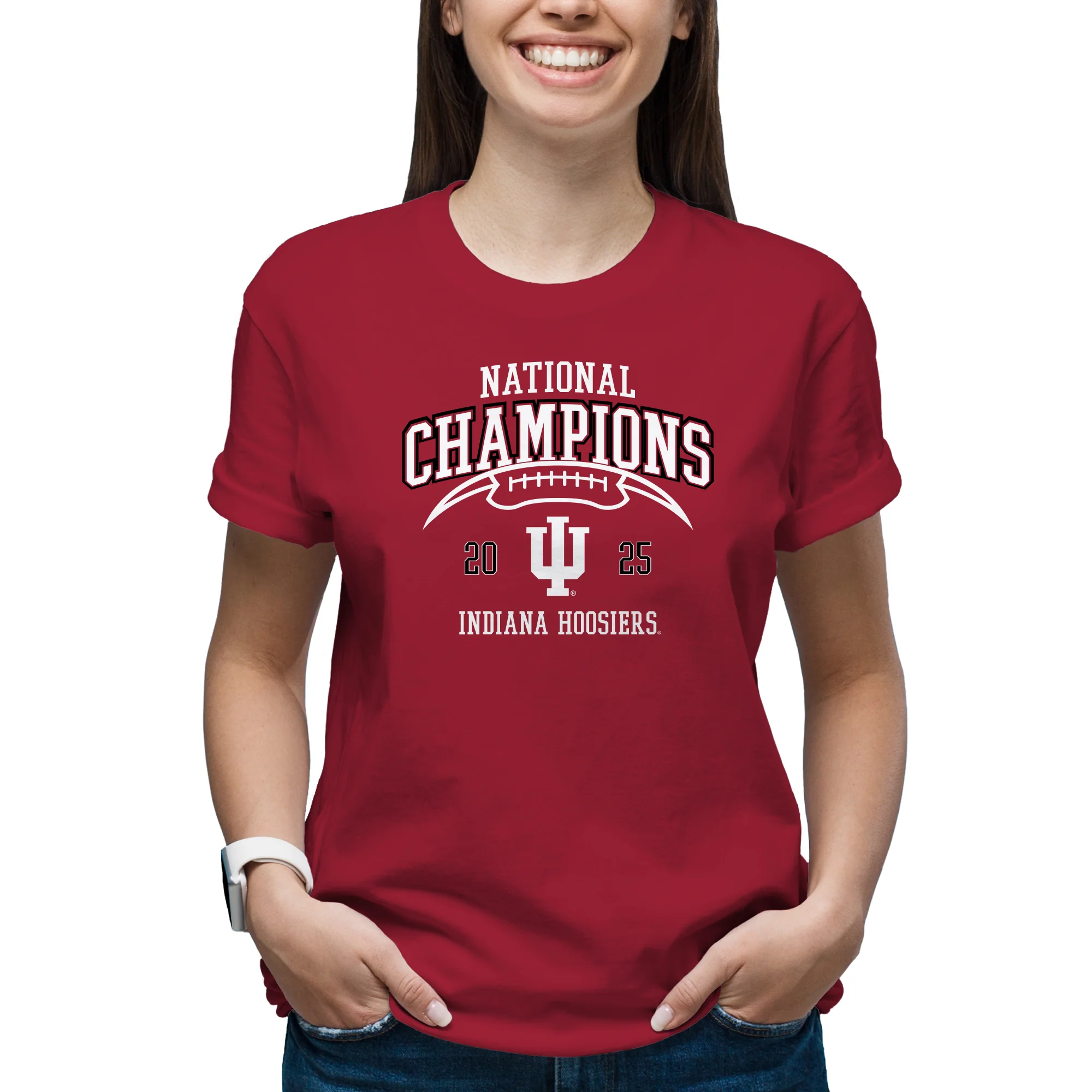Indiana 2025 Football Champions Horizon Arch T-Shirt - Cardinal - Image 4