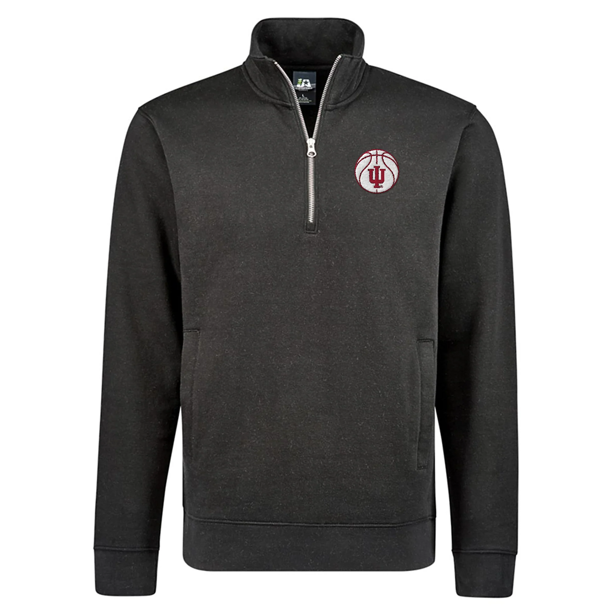 Indiana Basketball Outline LC EMB BTB Quarter Zip Sweatshirt - Black