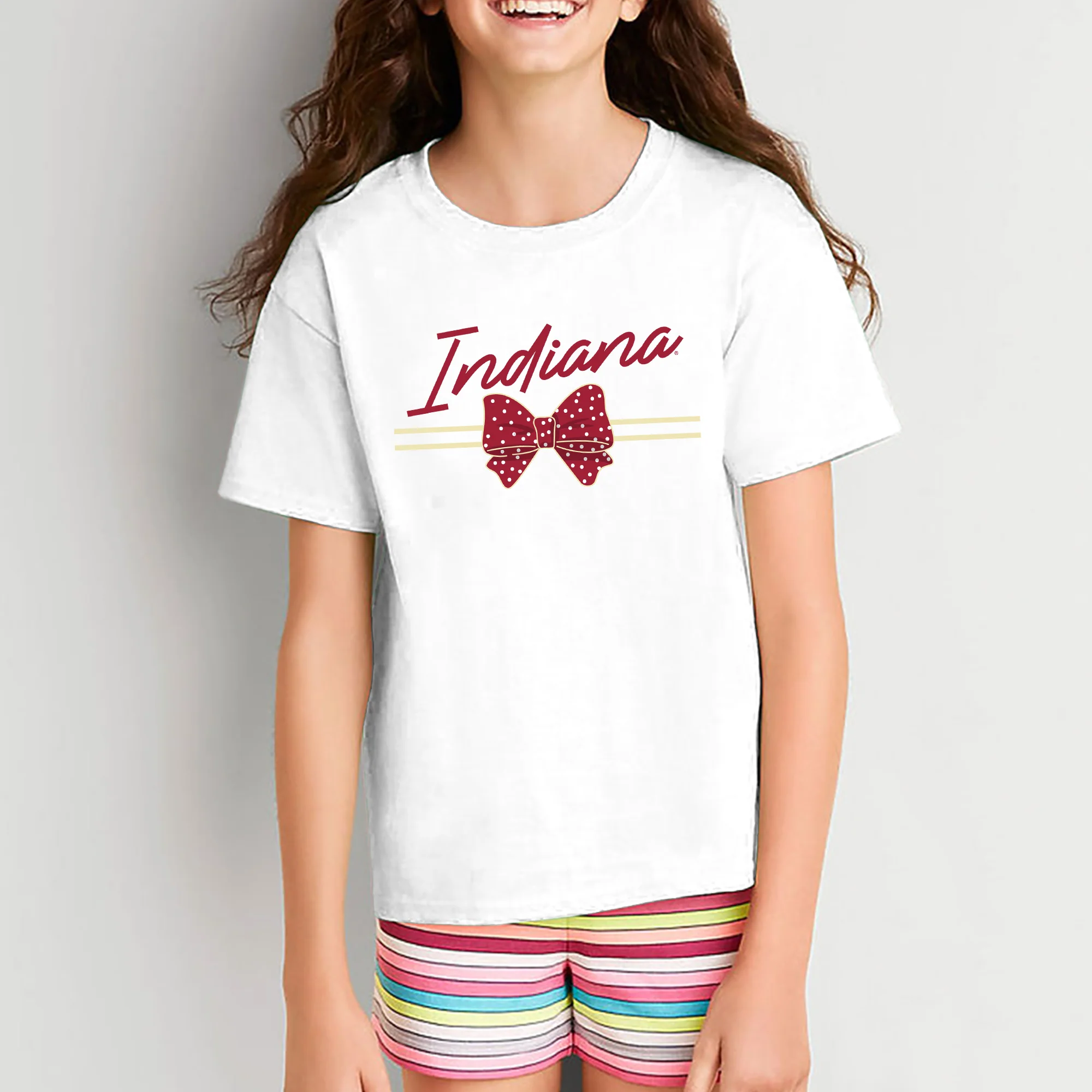 Indiana Bow Script Youth T-Shirt - White - Image 3