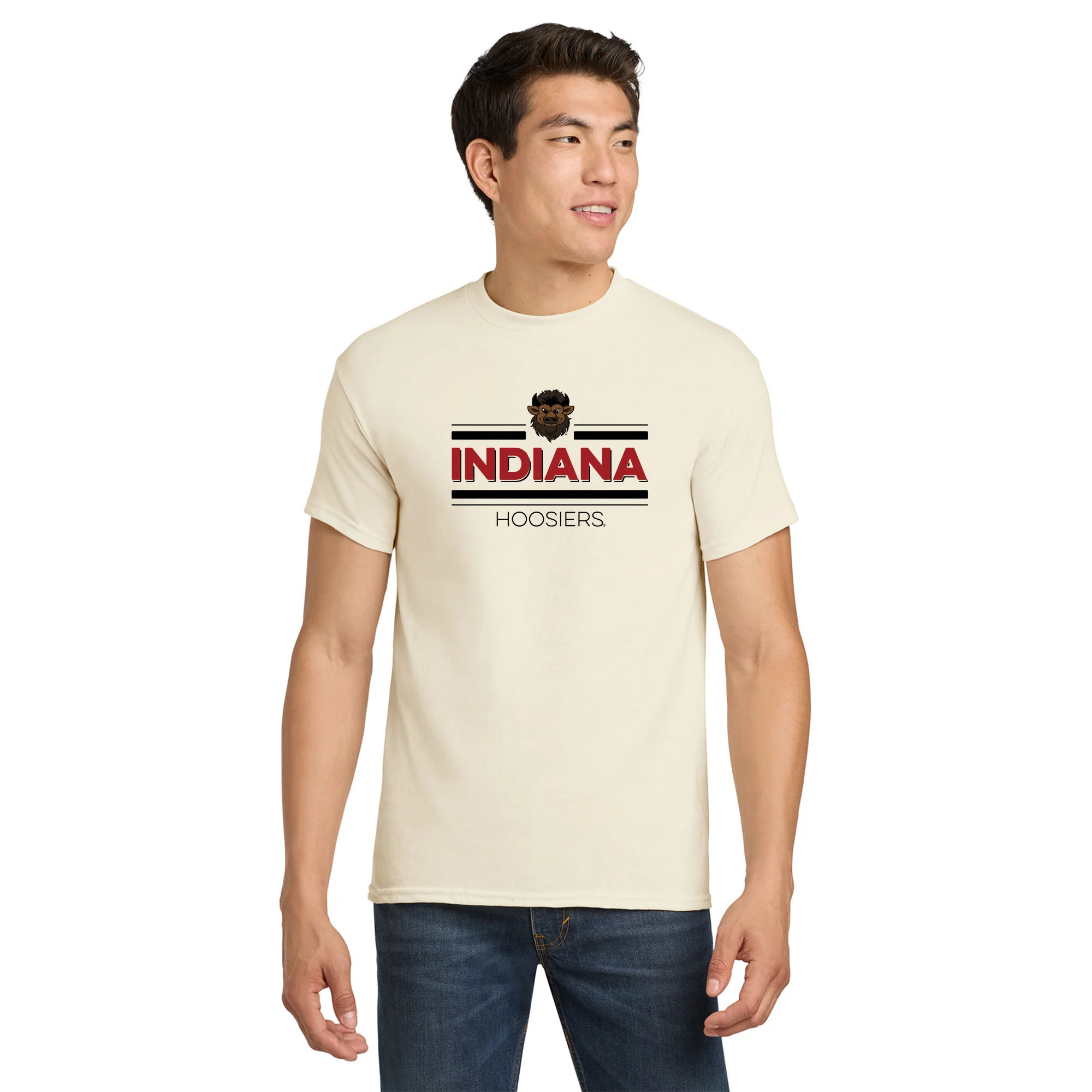 Indiana Double Bar Bison T-Shirt - Natural - Image 3