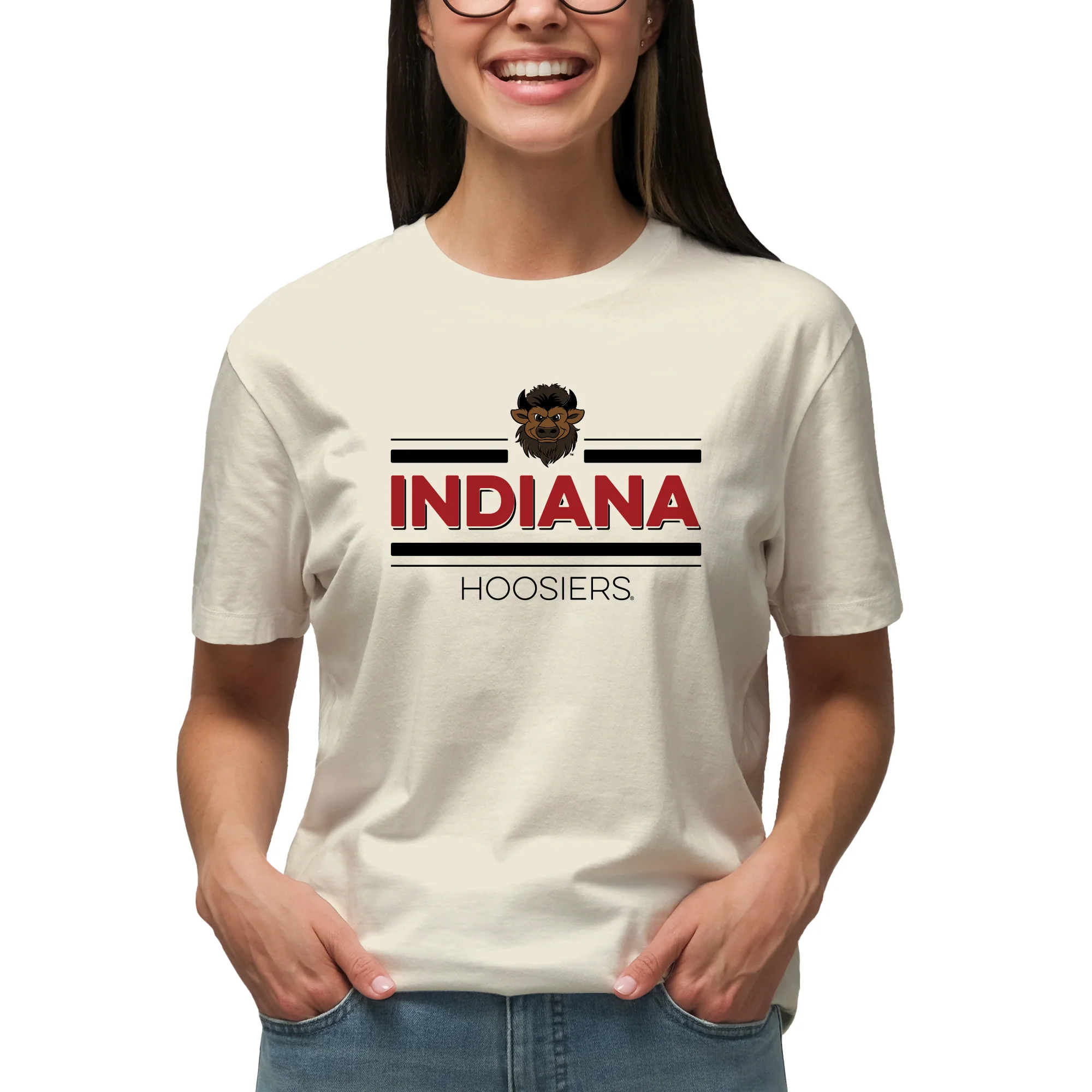 Indiana Double Bar Bison T-Shirt - Natural - Image 4