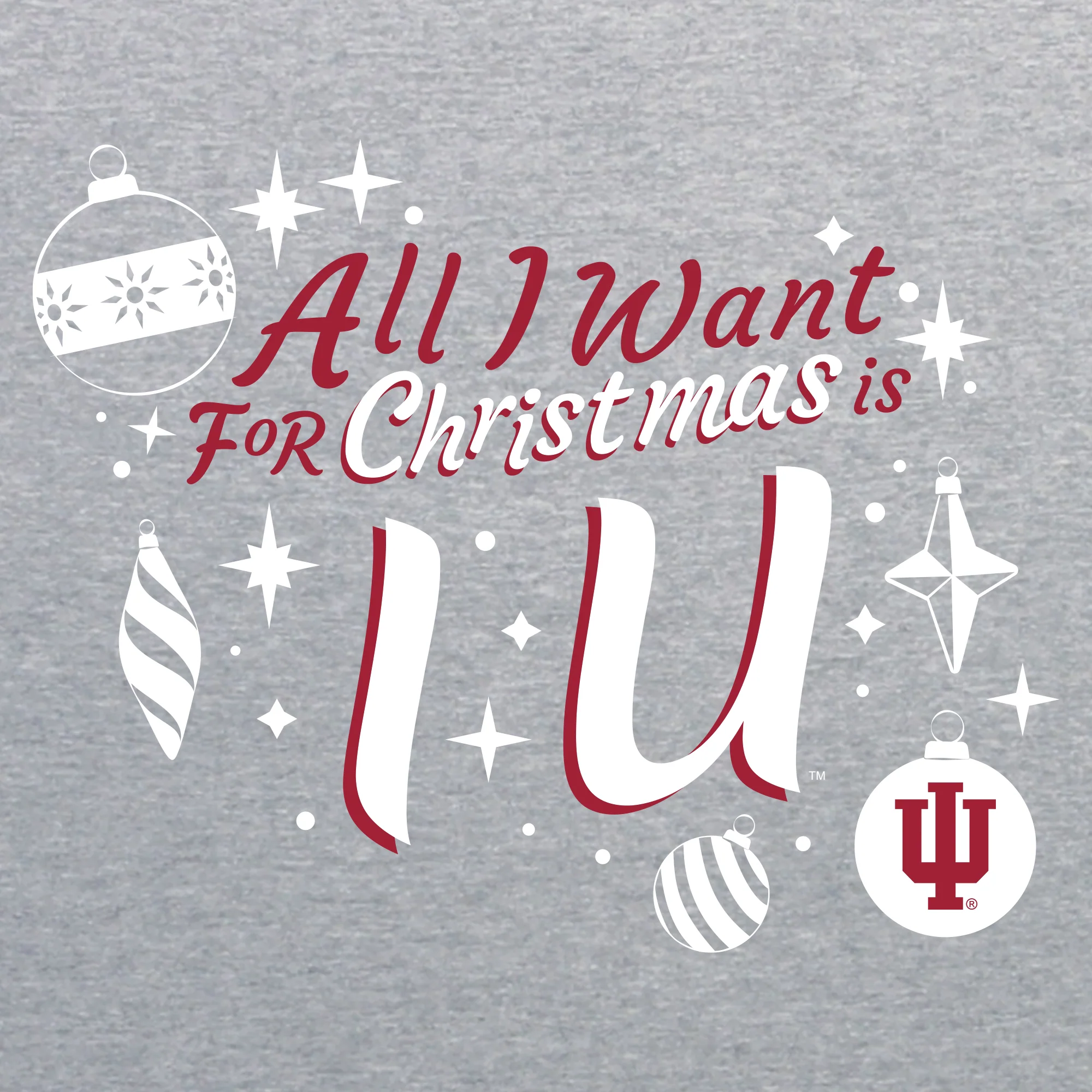 Indiana Hoosiers All I Want For Christmas Is IU Crewneck Sweatshirt - Sport Grey - Image 2