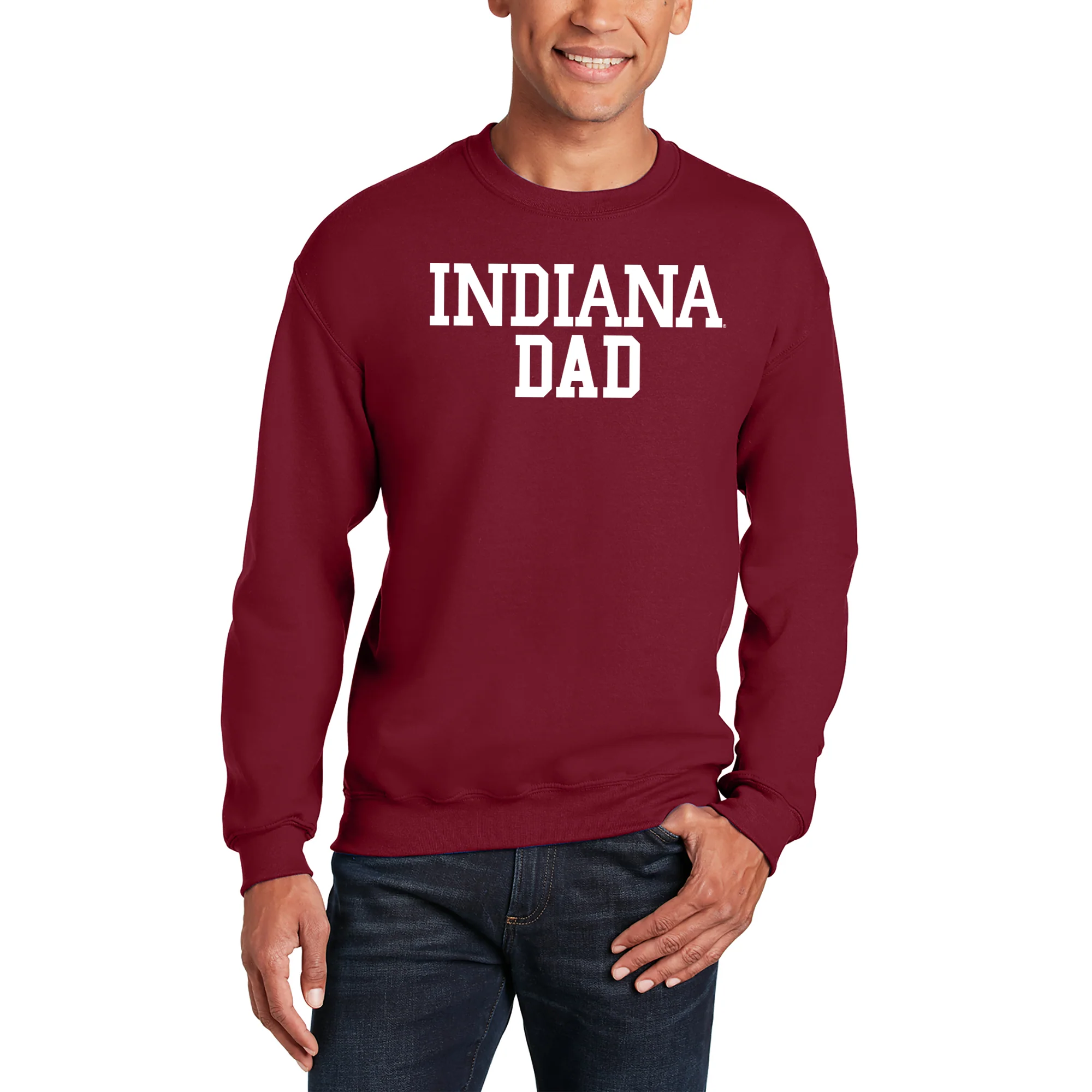 Indiana Hoosiers Basic Block Dad Crewneck Sweatshirt - Cardinal - Image 4