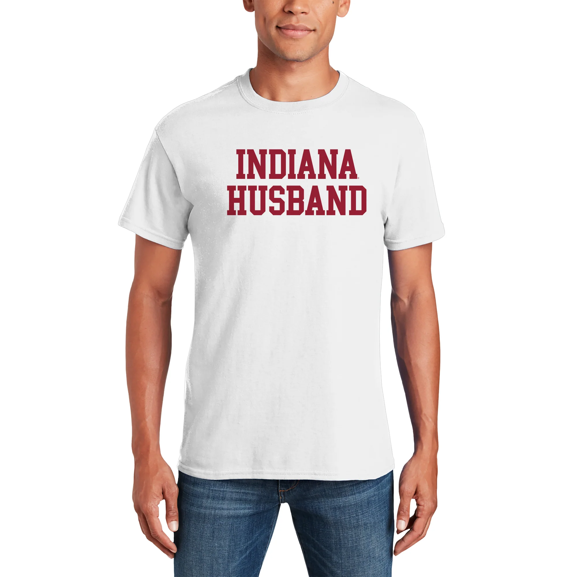 Indiana Hoosiers Basic Block Husband T Shirt - White - Image 3