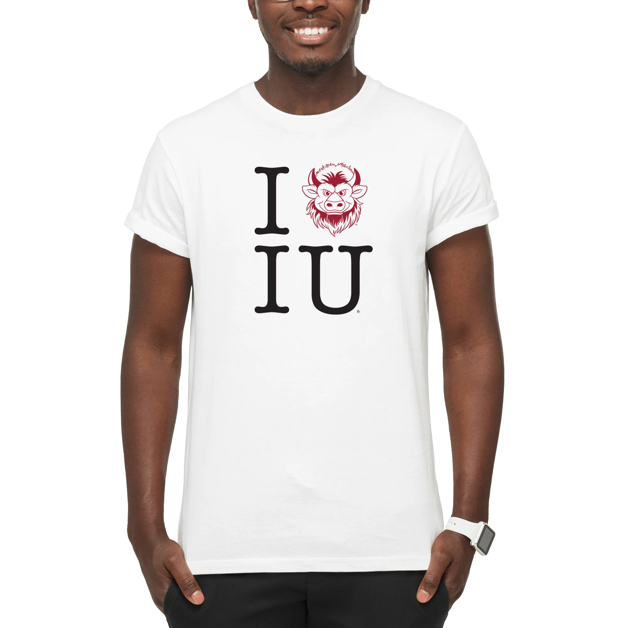 Indiana I Heart IU Bison T-Shirt - White - Image 3