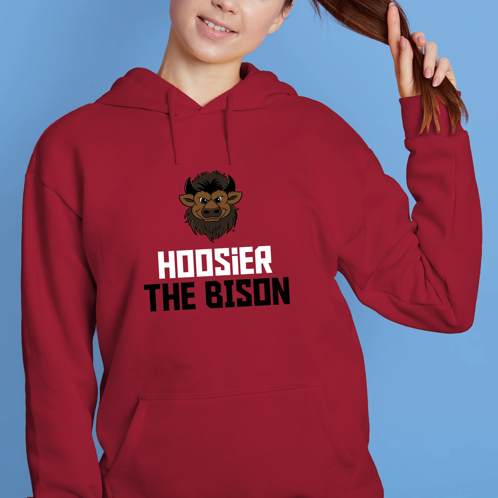 Indiana Squared Off Bison Hoodie - Cardinal - Image 4