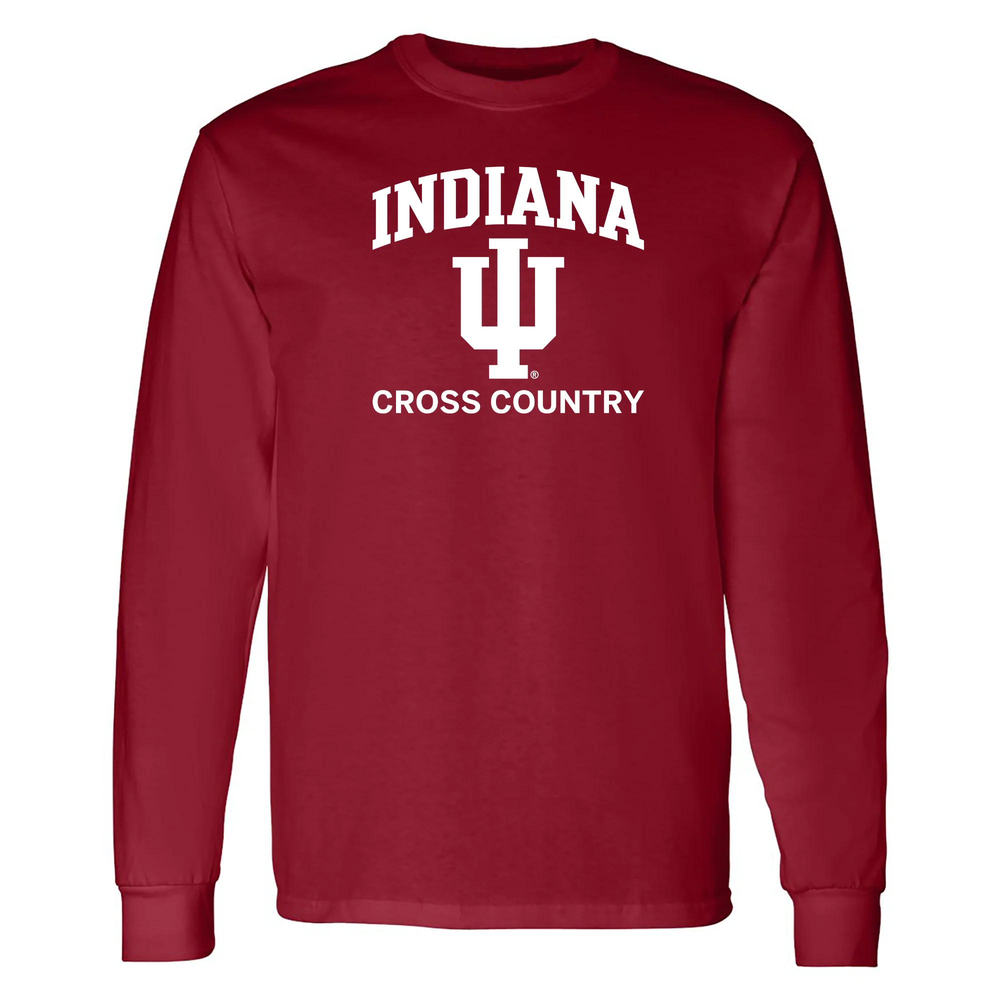 Indiana University Hoosiers Arch Logo Cross Country Long Sleeve T Shirt - Cardinal