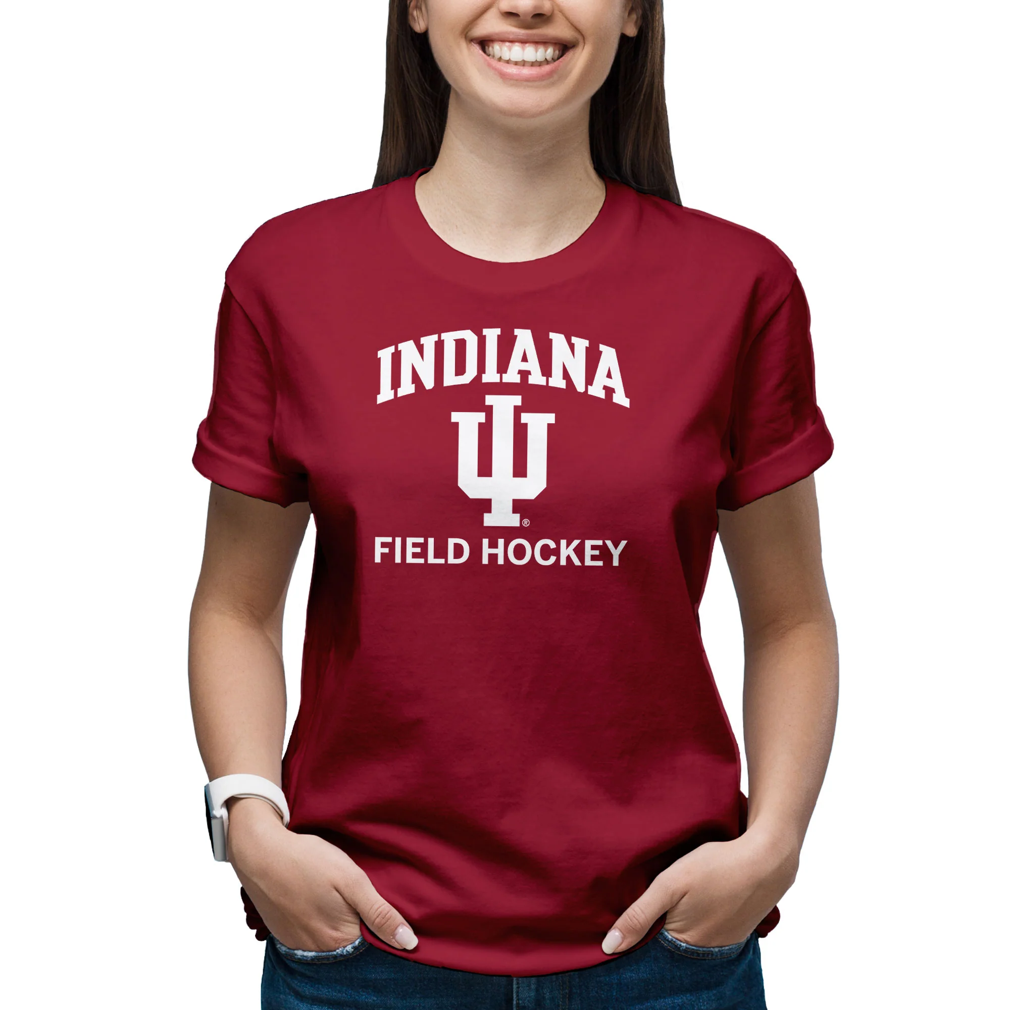 Indiana University Hoosiers Arch Logo Field Hockey Short Sleeve T Shirt - Cardinal - Image 4