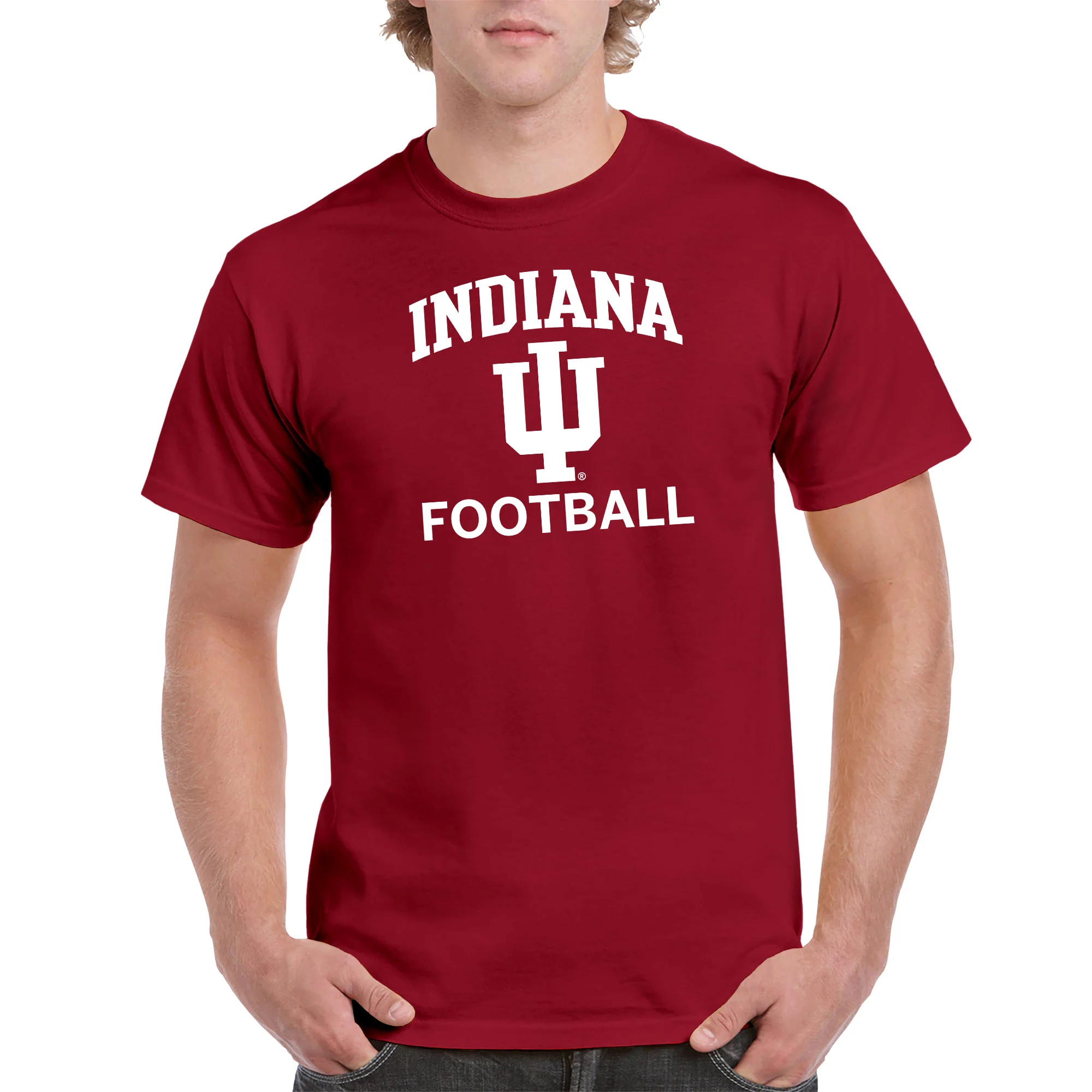Indiana University Hoosiers Arch Logo Football Short Sleeve T-Shirt - Cardinal - Image 3