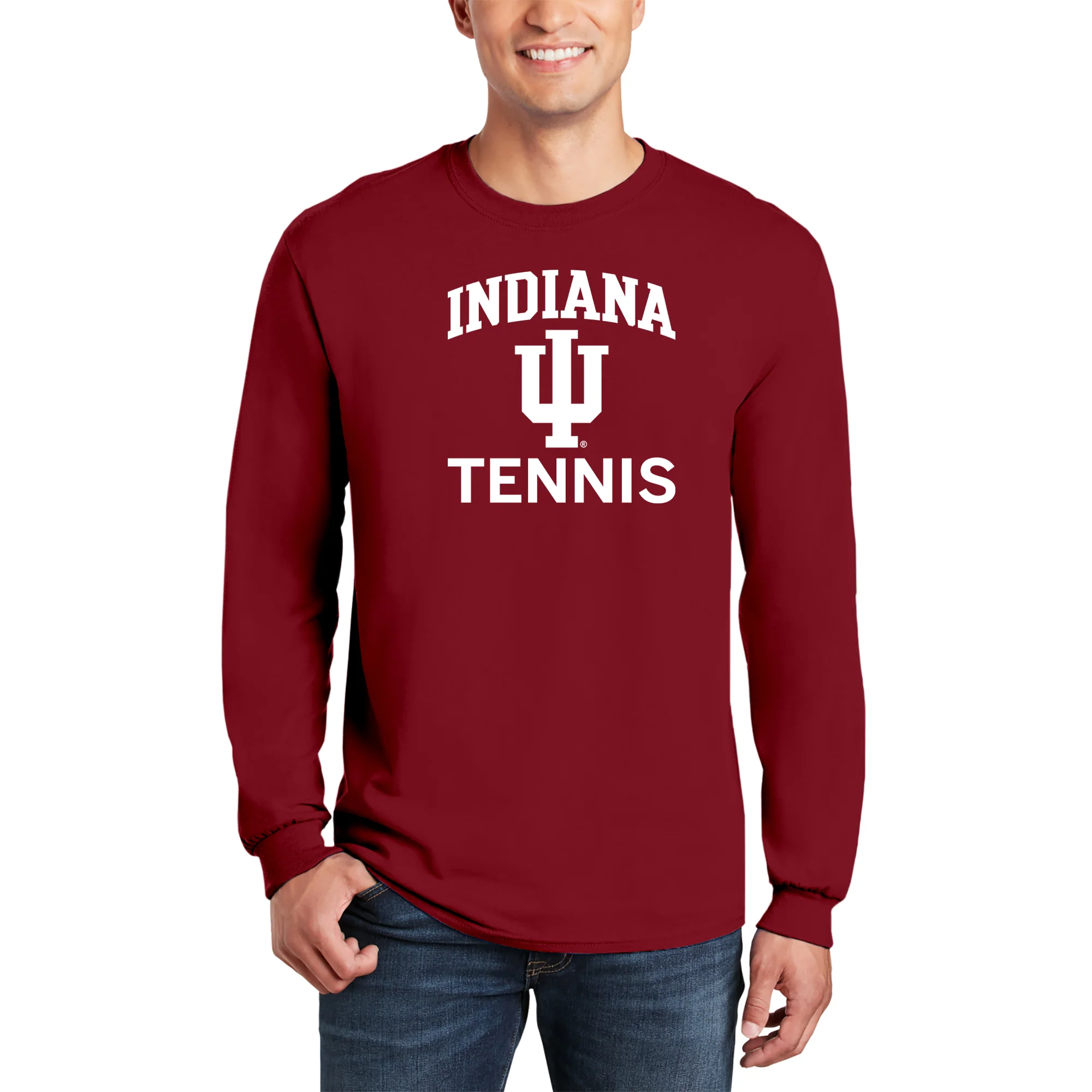 Indiana University Hoosiers Arch Logo Tennis Long Sleeve T Shirt - Cardinal - Image 3