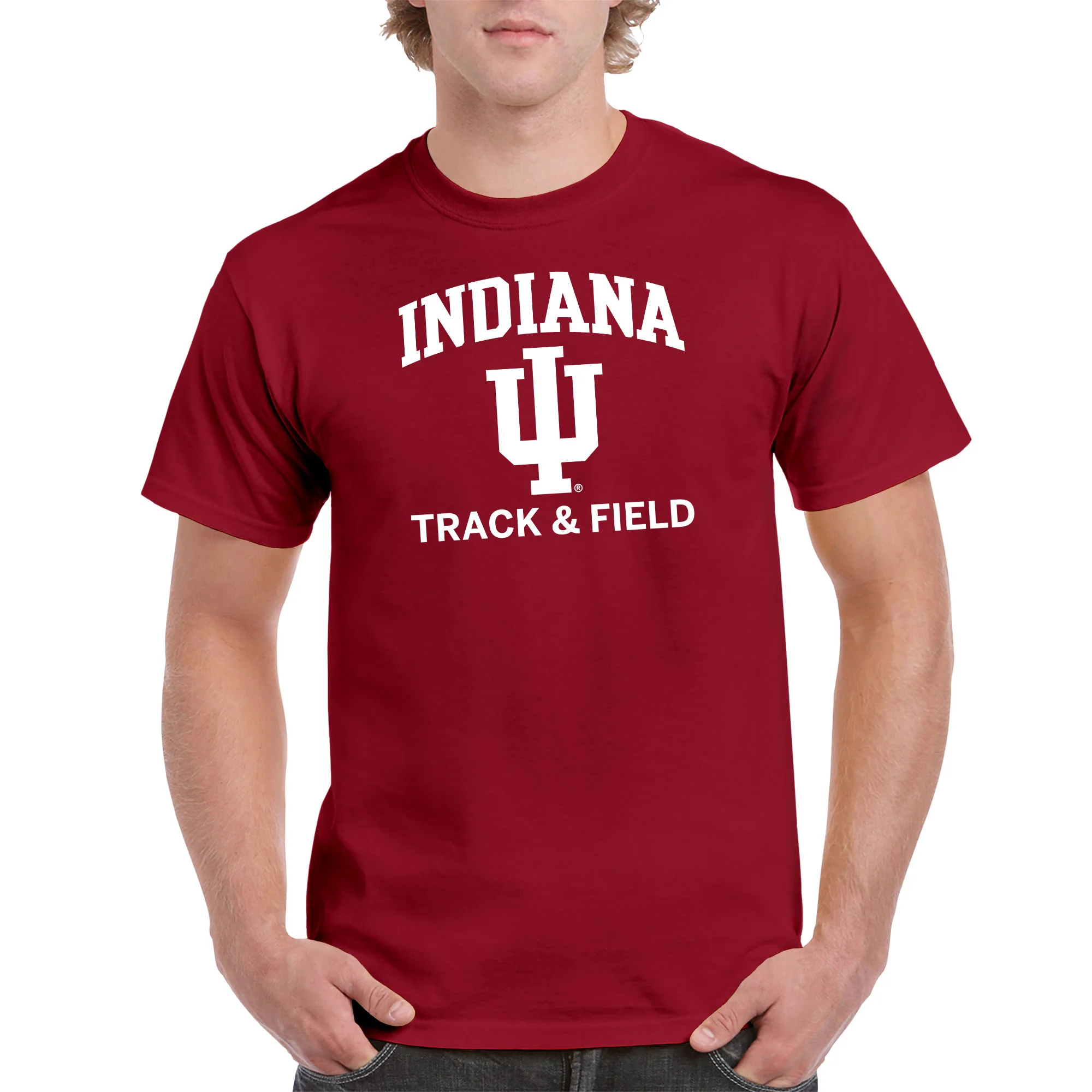 Indiana University Hoosiers Arch Logo Track & Field Short Sleeve T Shirt - Cardinal - Image 3