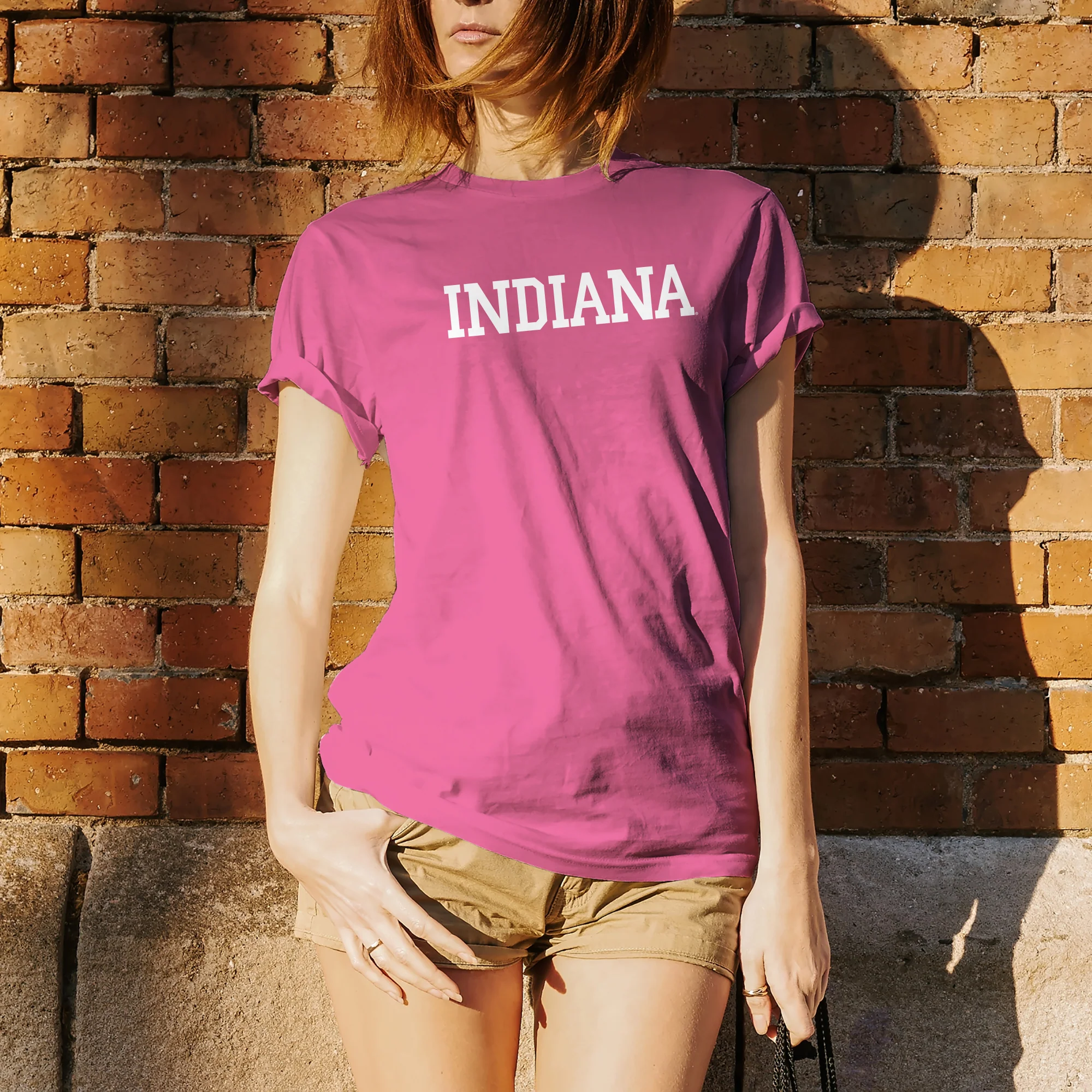 Indiana University Hoosiers Basic Block Short Sleeve T-Shirt - Azalea - Image 5
