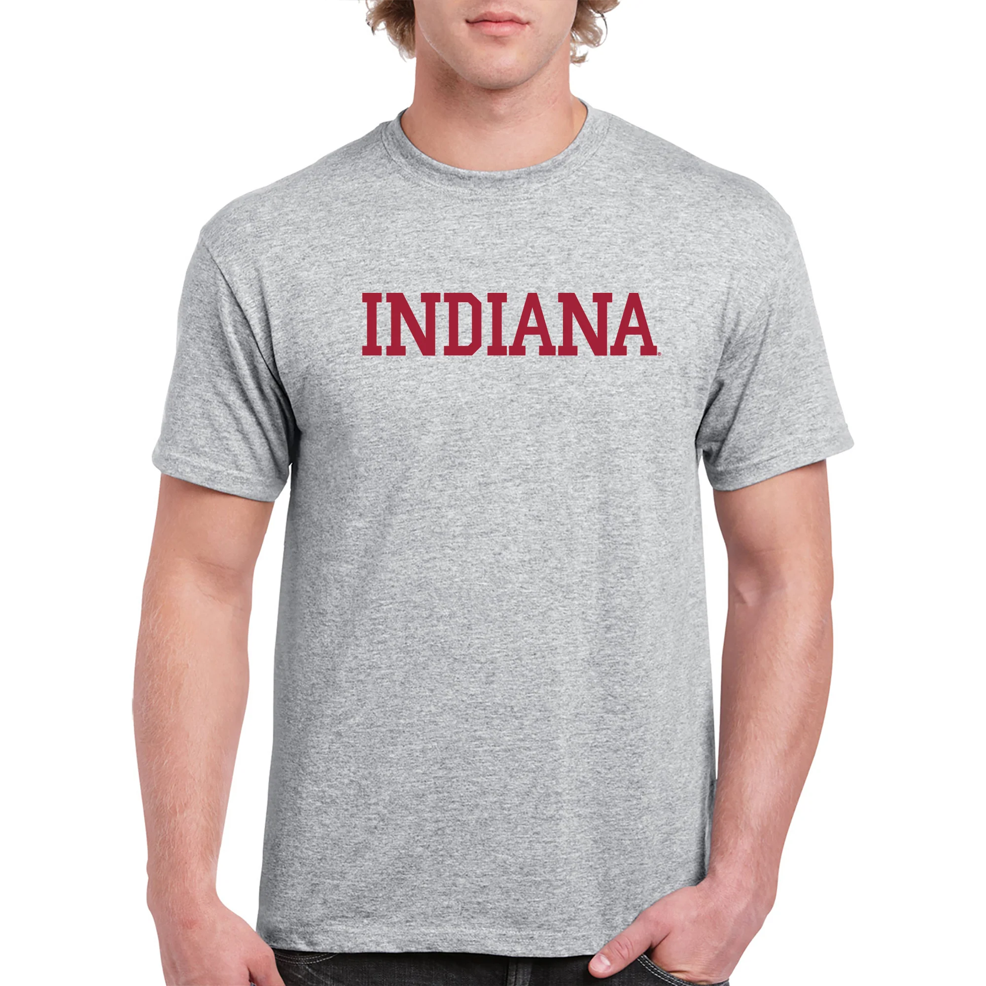 Indiana University Hoosiers Basic Block Short Sleeve T-Shirt - Sport Grey - Image 3