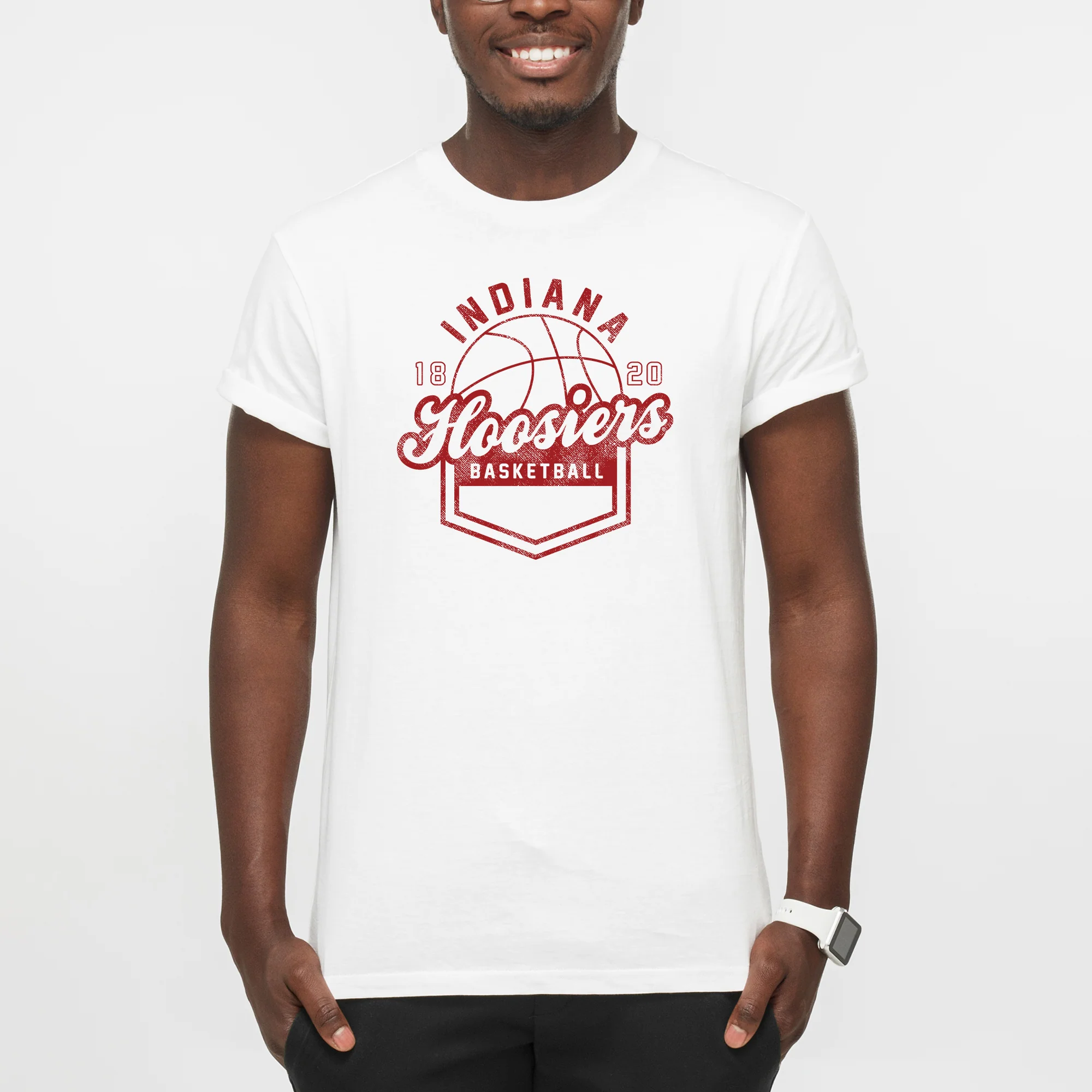 Indiana University Hoosiers Basketball Shield Short Sleeve T-Shirt - White - Image 3