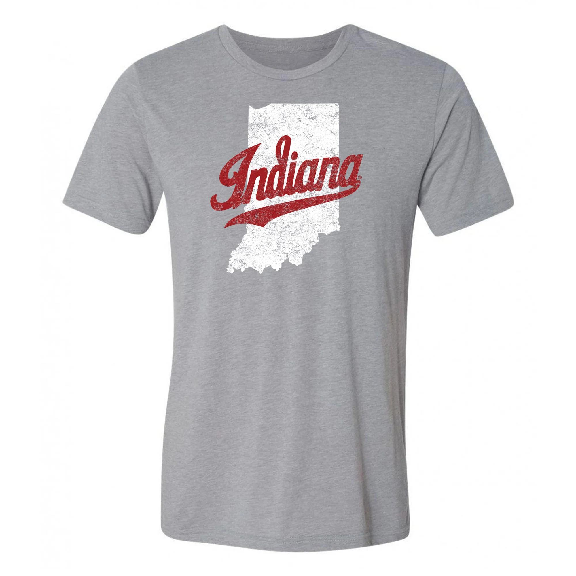Indiana University Hoosiers Indiana Silhouette Script Logo Short Sleeve T- Shirt - Premium Heather