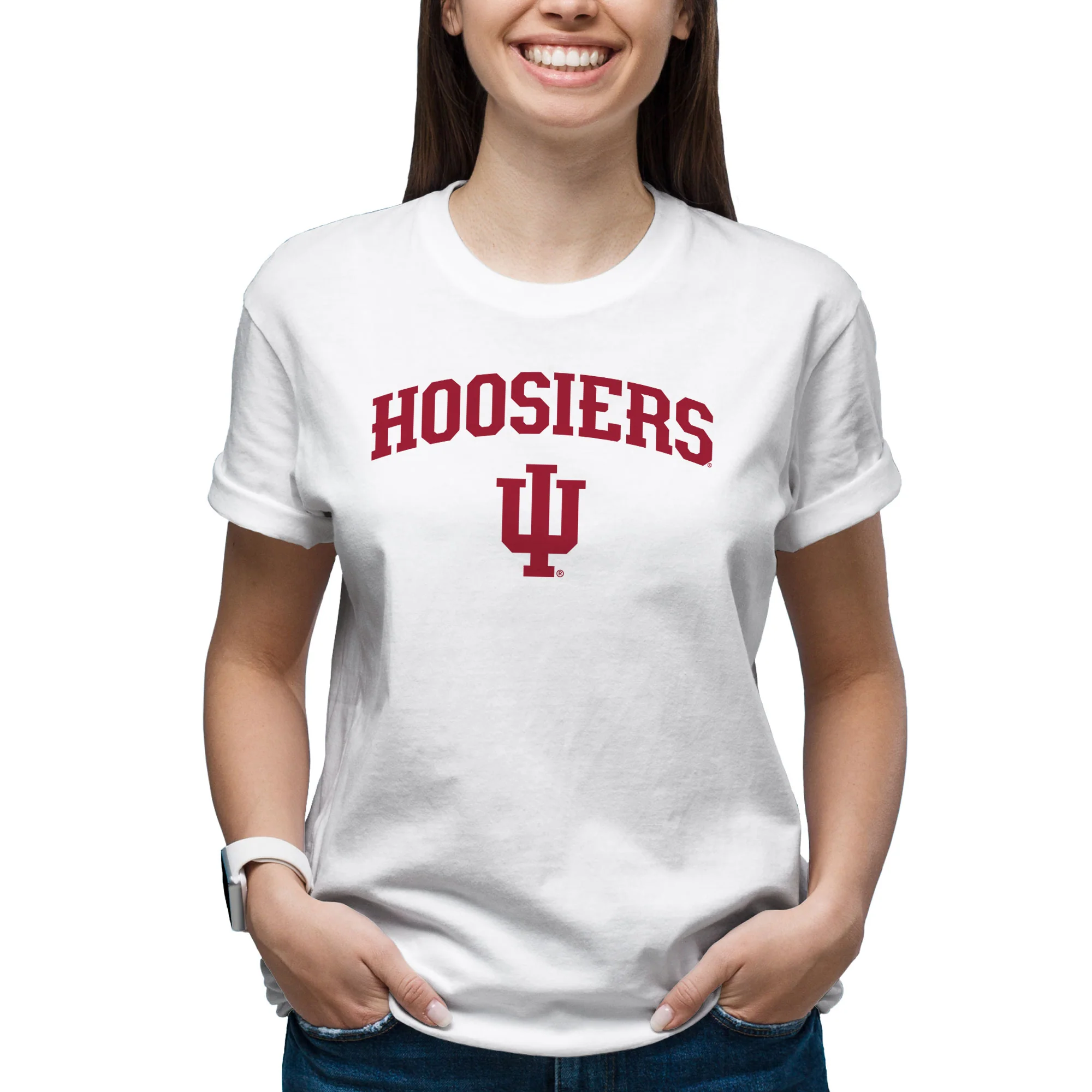 Indiana University Hoosiers Mascot Arch Logo Short Sleeve T Shirt - White - Image 4