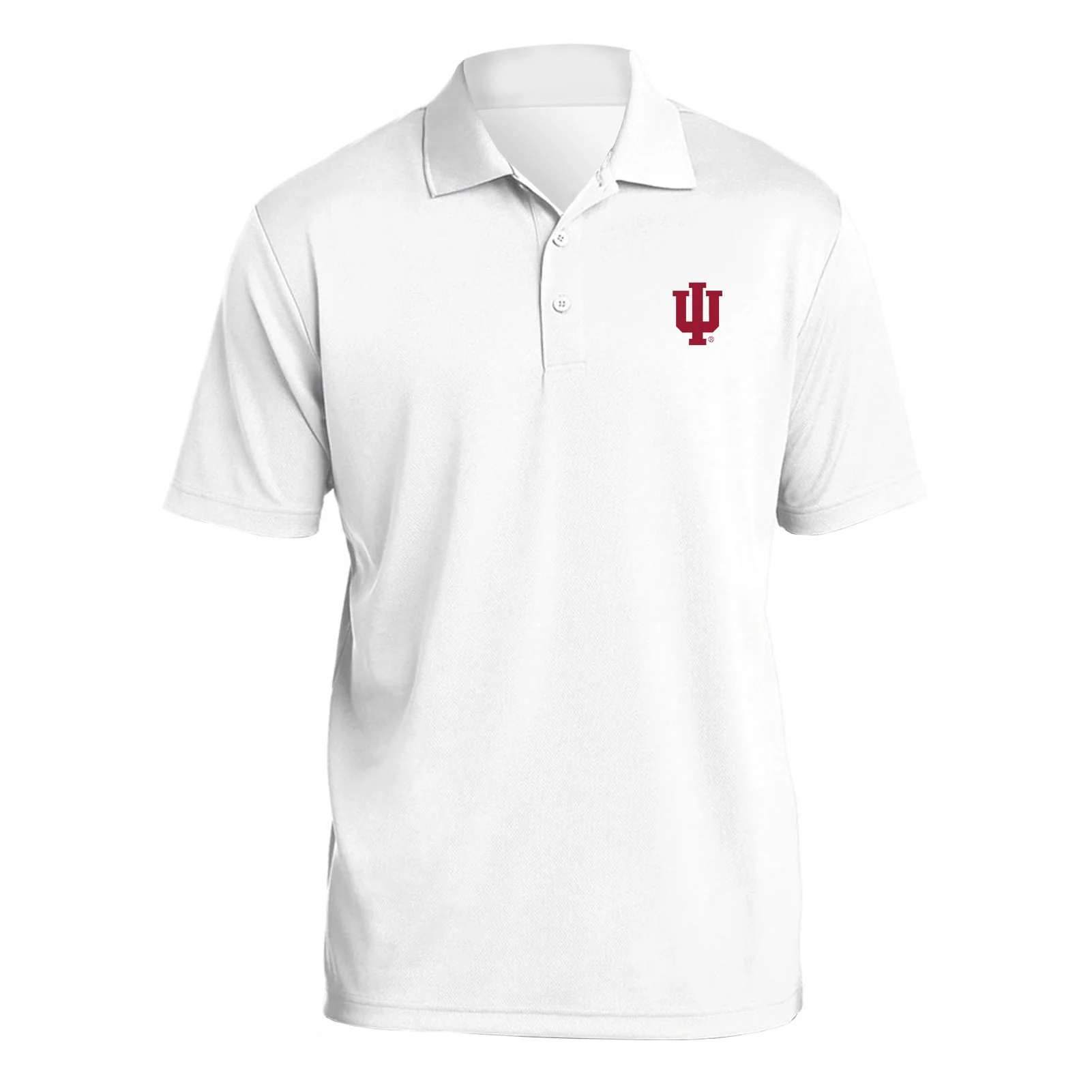Indiana University Hoosiers Trident Left Chest Embroidered Polo - White