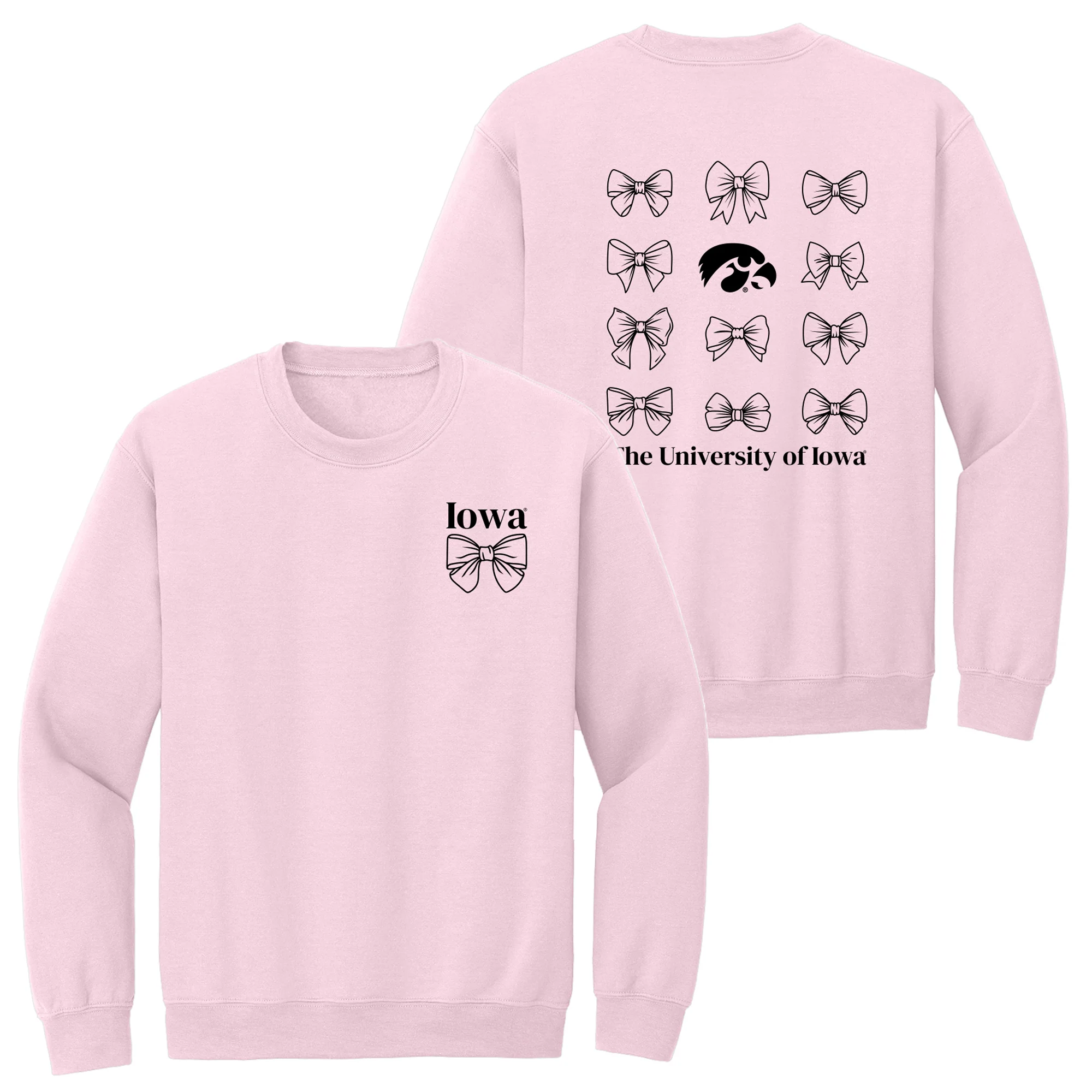 Iowa Bow Bliss Crewneck - Light Pink