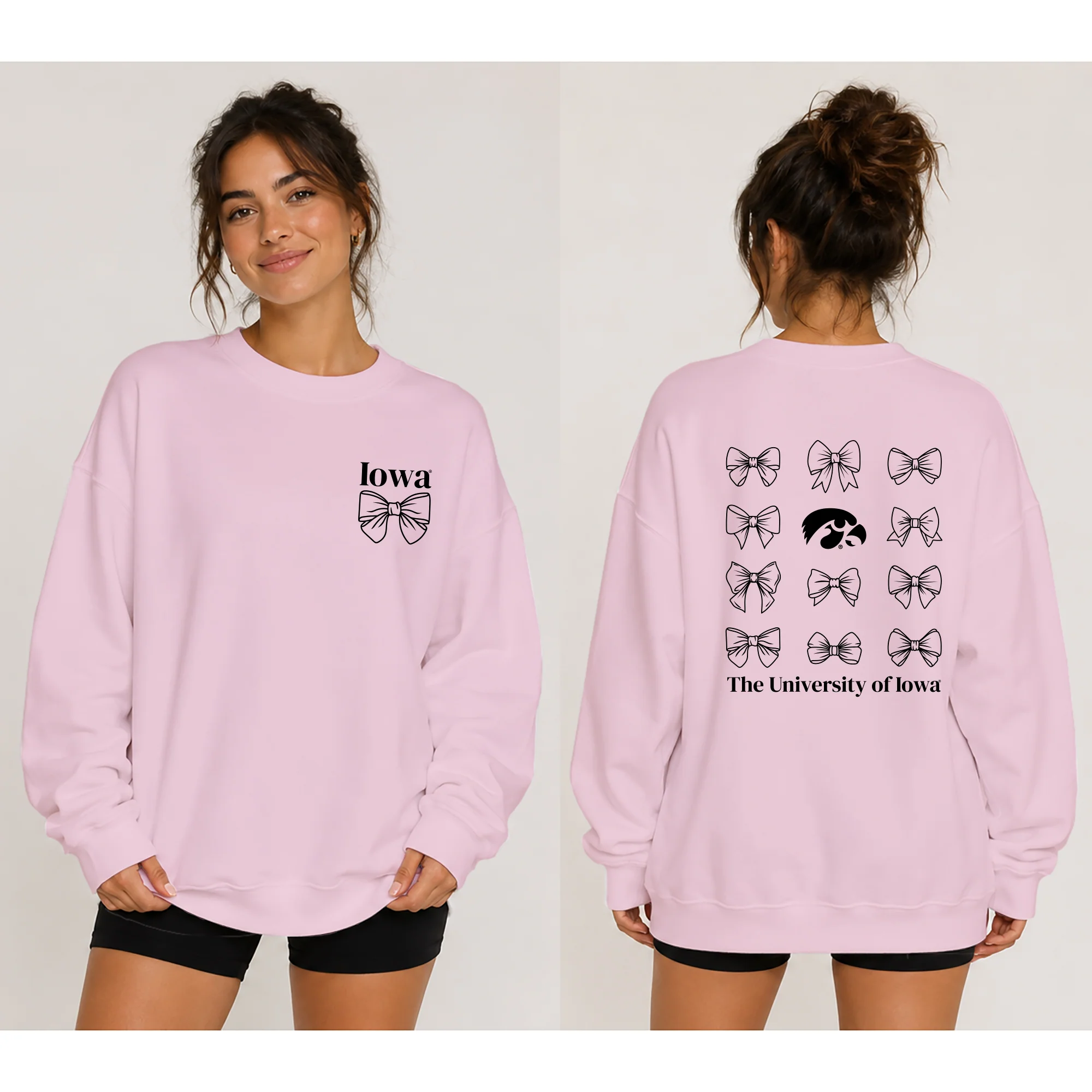 Iowa Bow Bliss Crewneck - Light Pink - Image 3