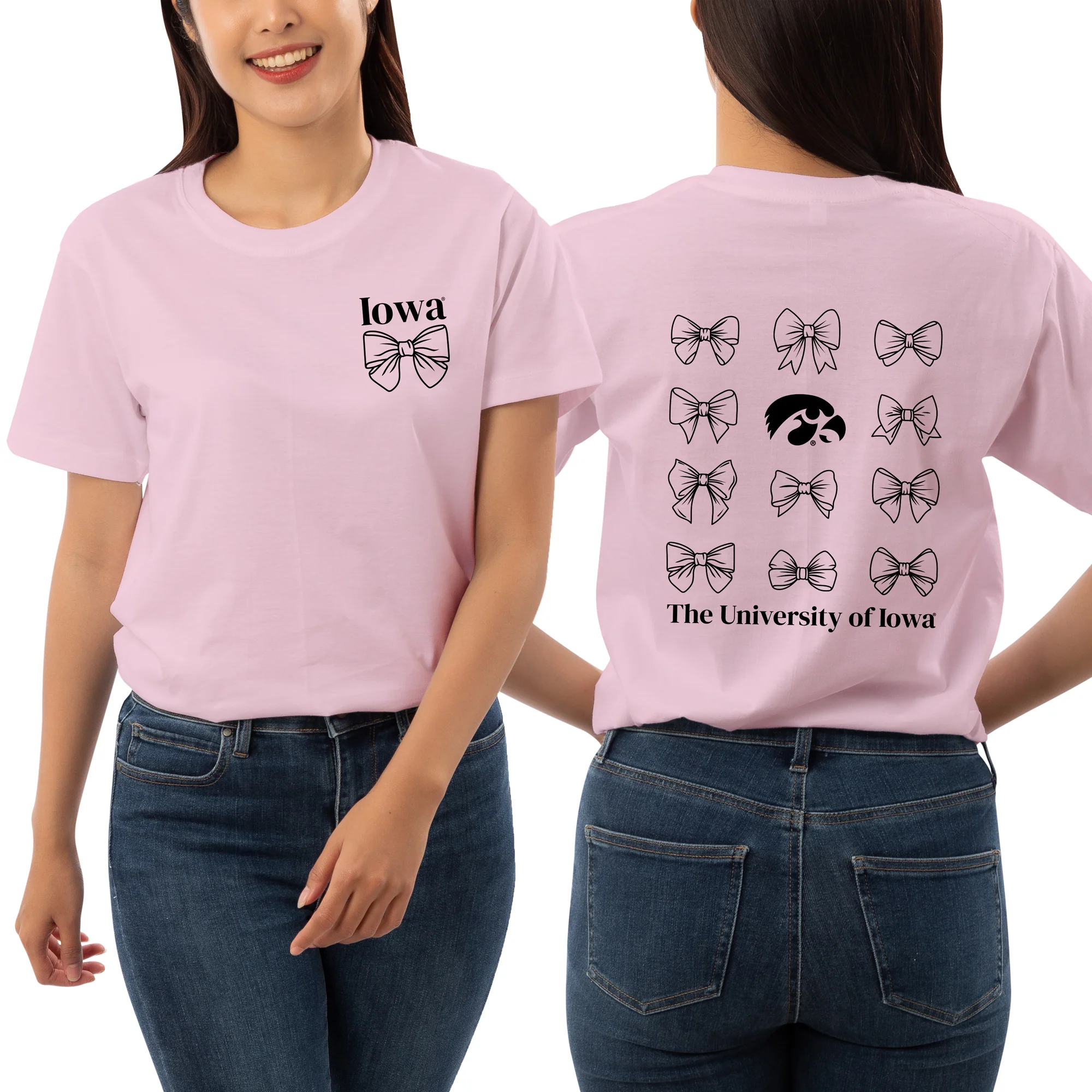 Iowa Bow Bliss T-Shirt - Light Pink - Image 3