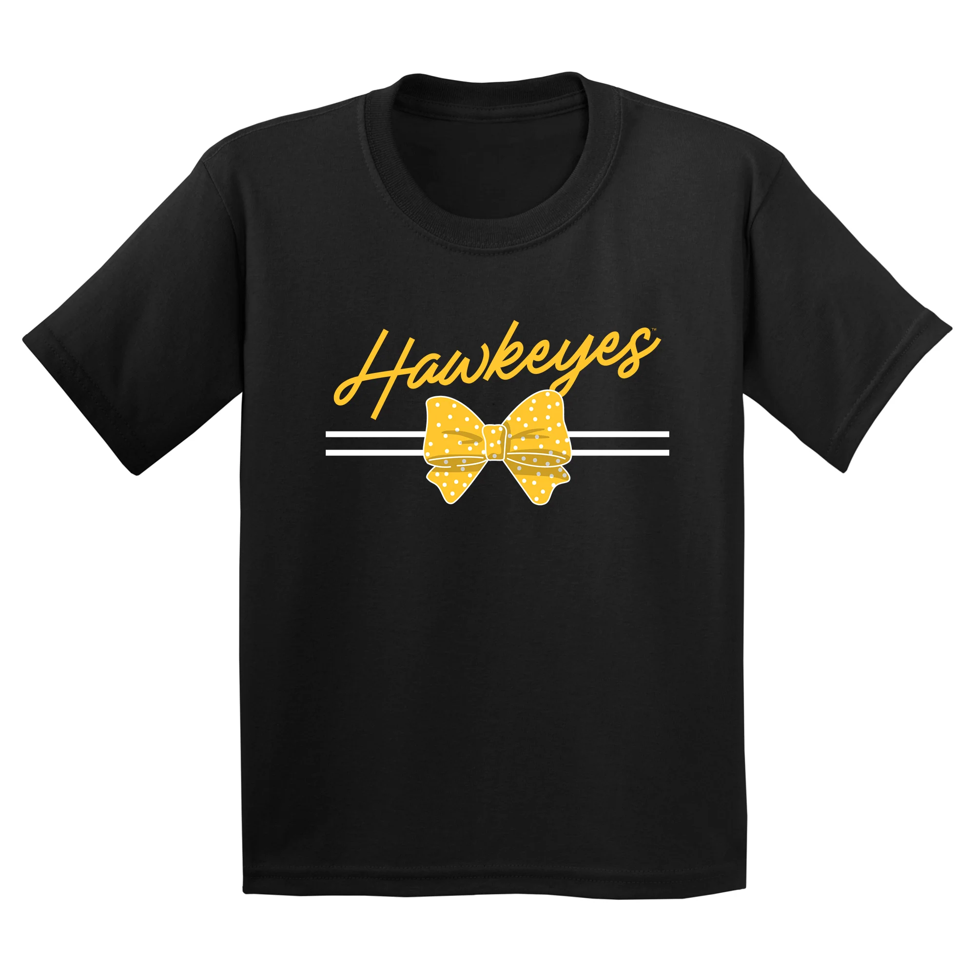 Iowa Bow Script Youth T-Shirt - Black