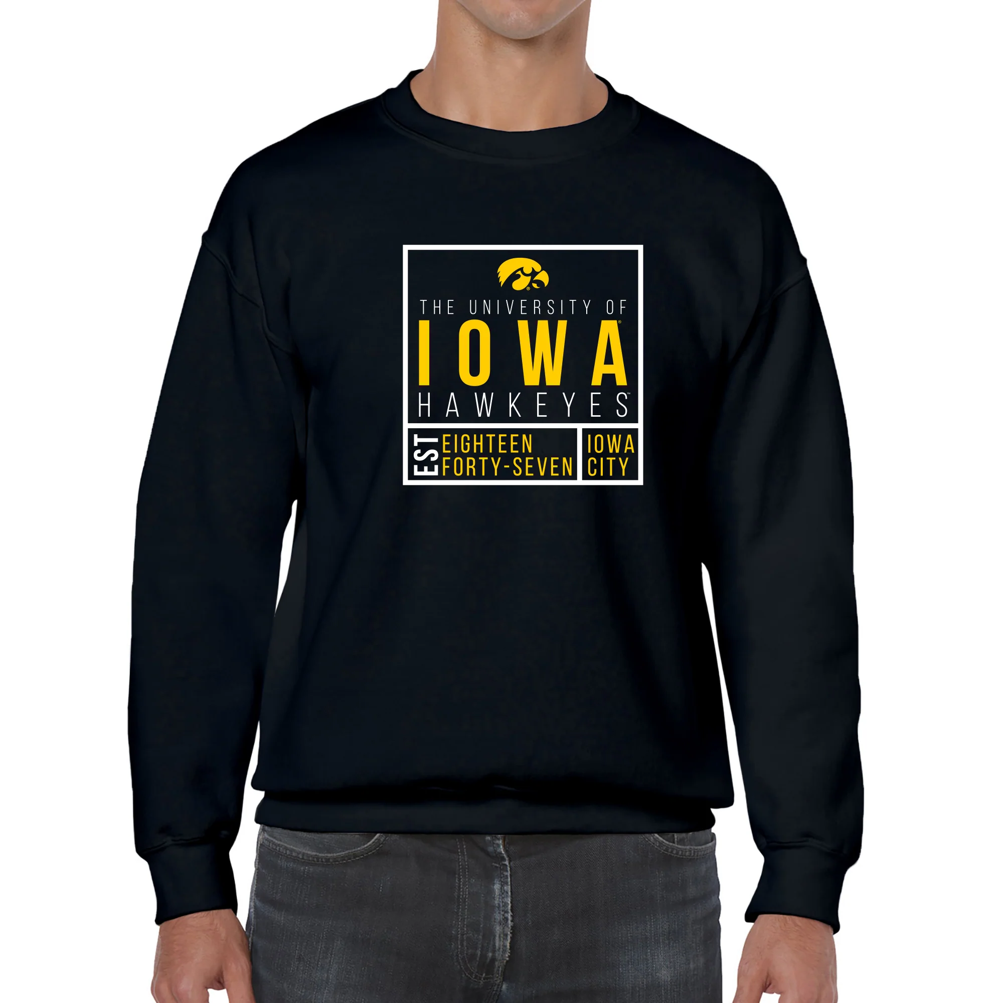 Iowa Box Label Crewneck - Black - Image 3
