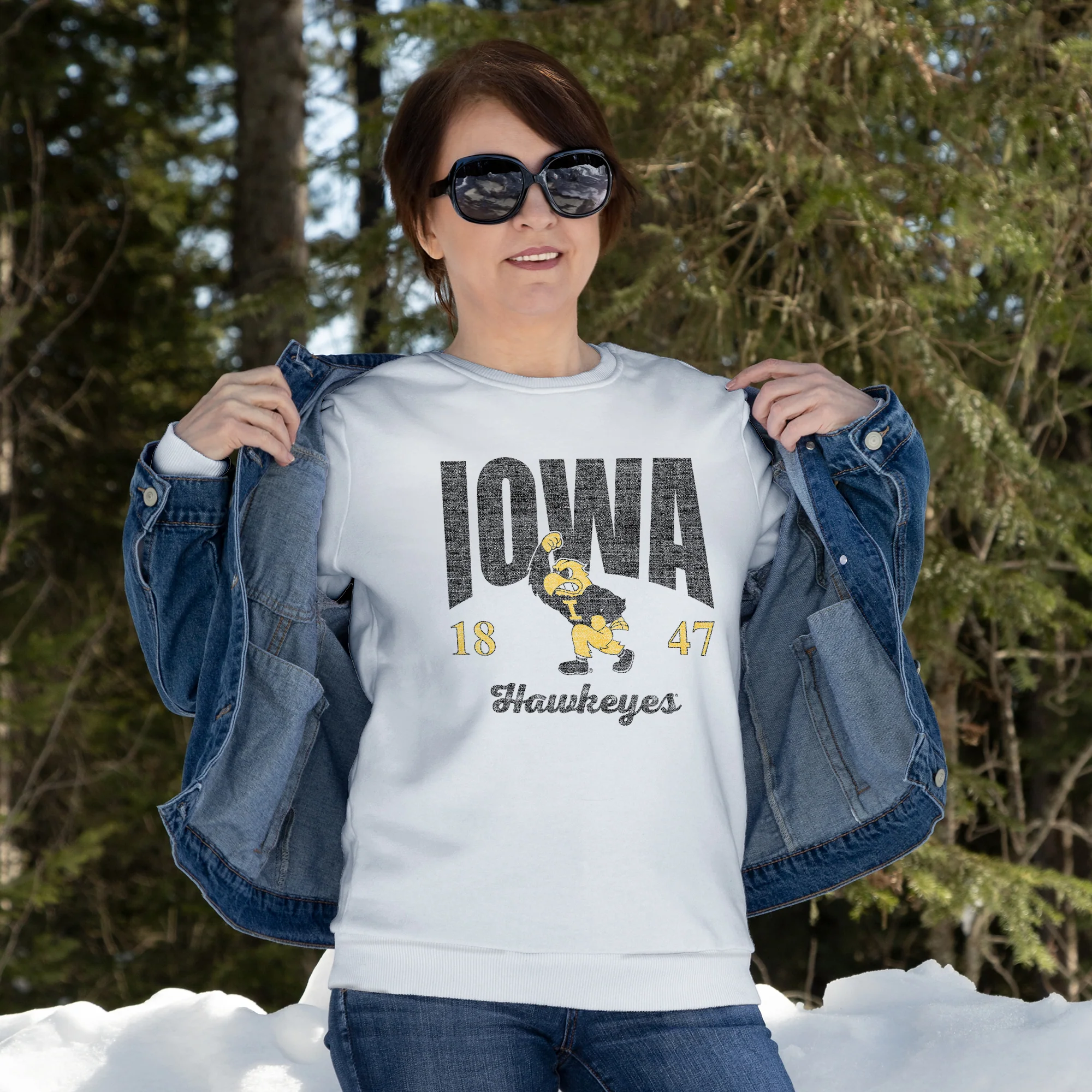 Iowa Giving Noise JA BTB Fleece Crewneck - White - Image 4