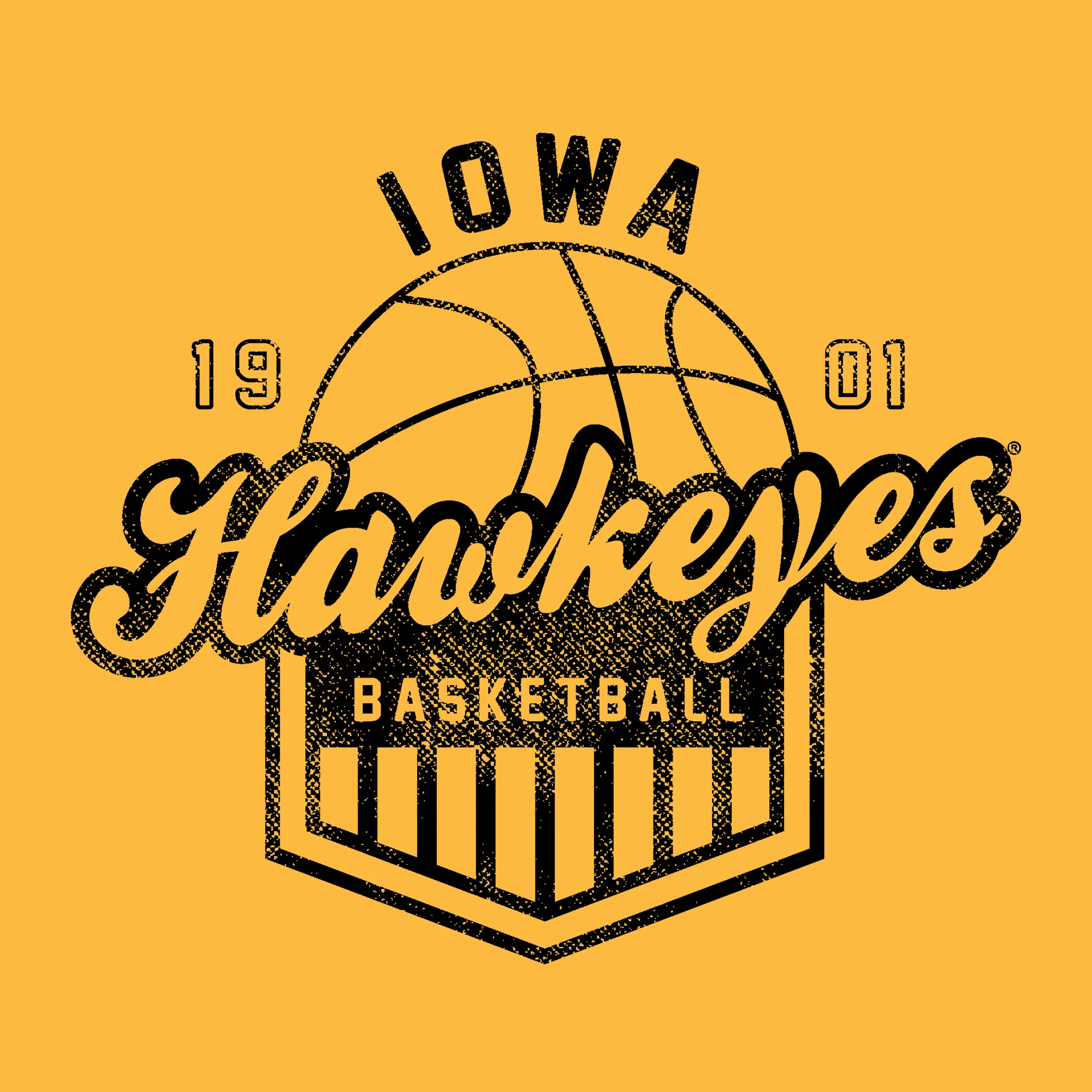 University of Iowa Hawkeyes Basketball Shield Basic Cotton Short Sleeve T-Shirt - Gold - Image 2