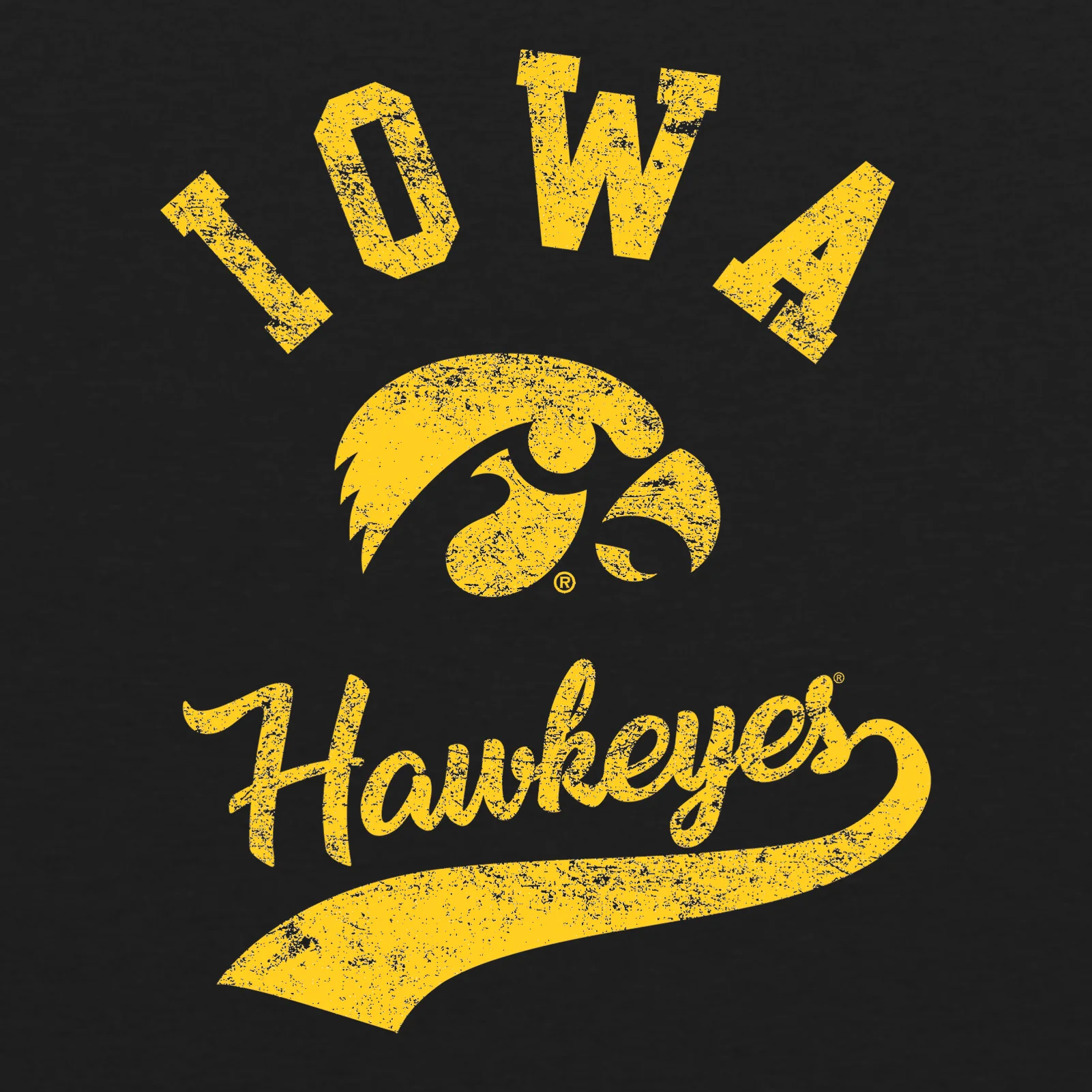 Iowa Hawkeyes Retro Script Triblend T Shirt - Vintage Black - Image 2