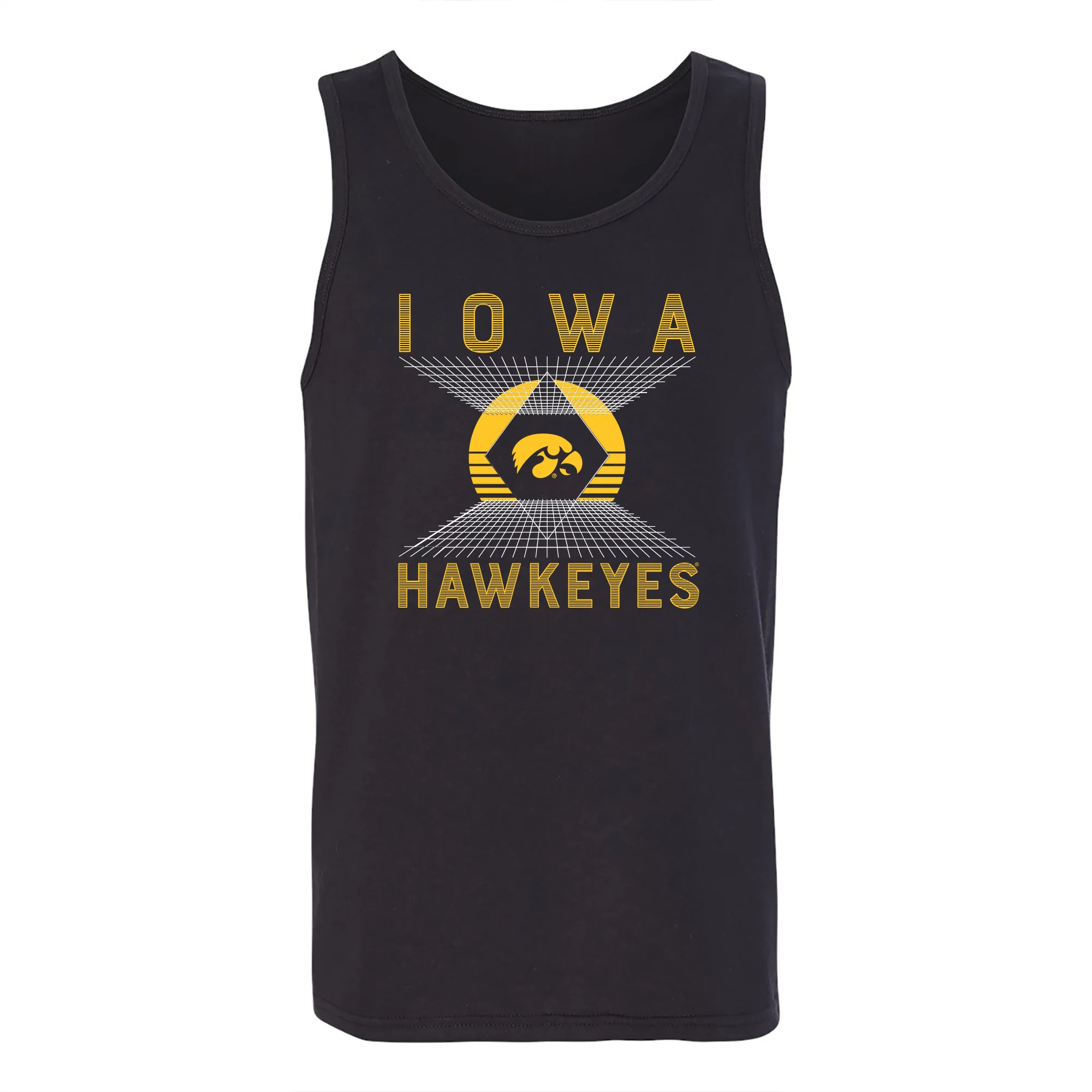 Iowa Hawkeyes Vaporwave Grid Tank Top - Black