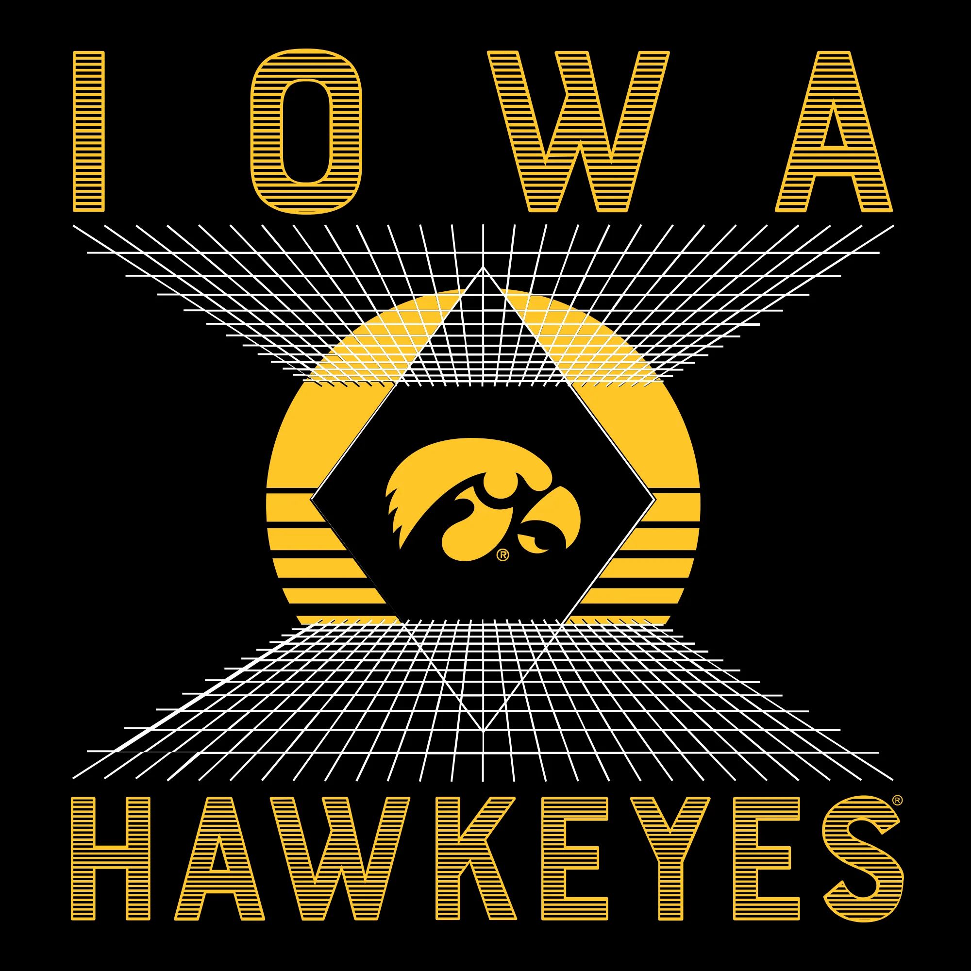 Iowa Hawkeyes Vaporwave Grid Tank Top - Black - Image 2