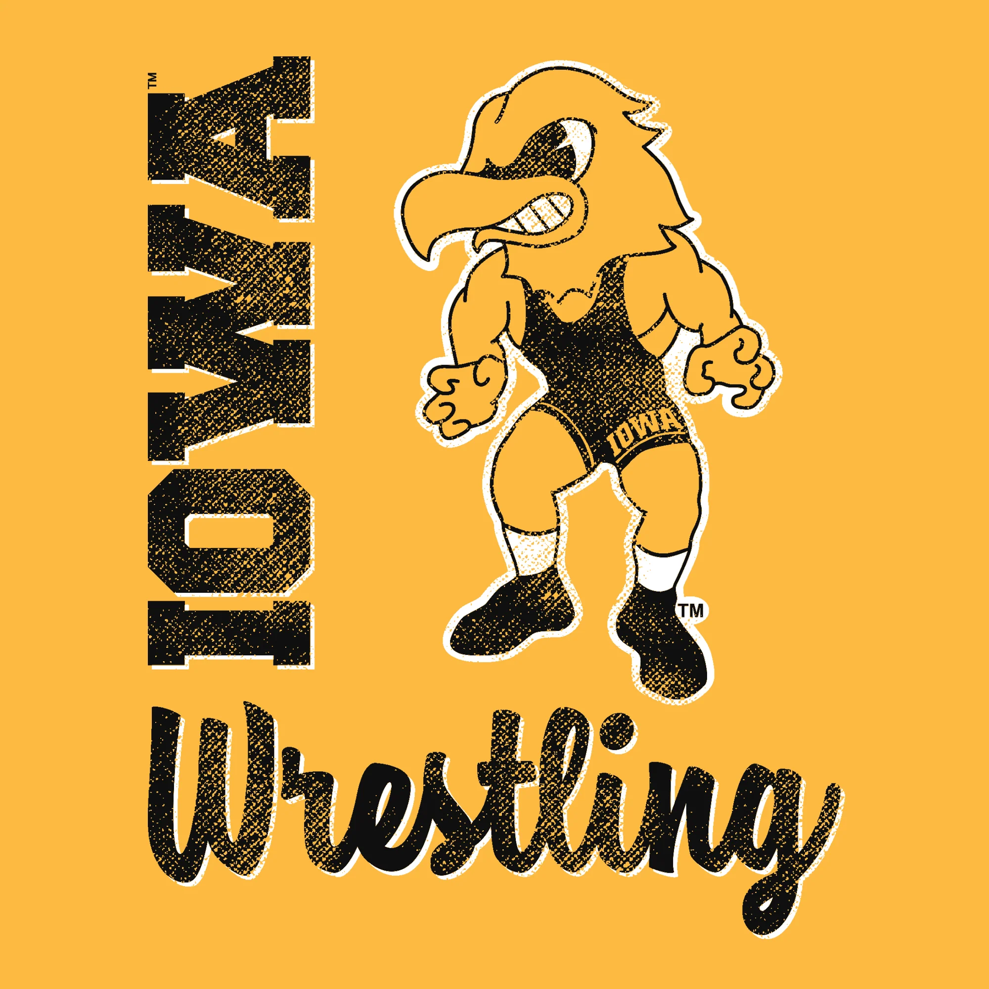 University of Iowa Hawkeyes Herky Wrestling Script Crewneck Sweatshirt - Gold - Image 2