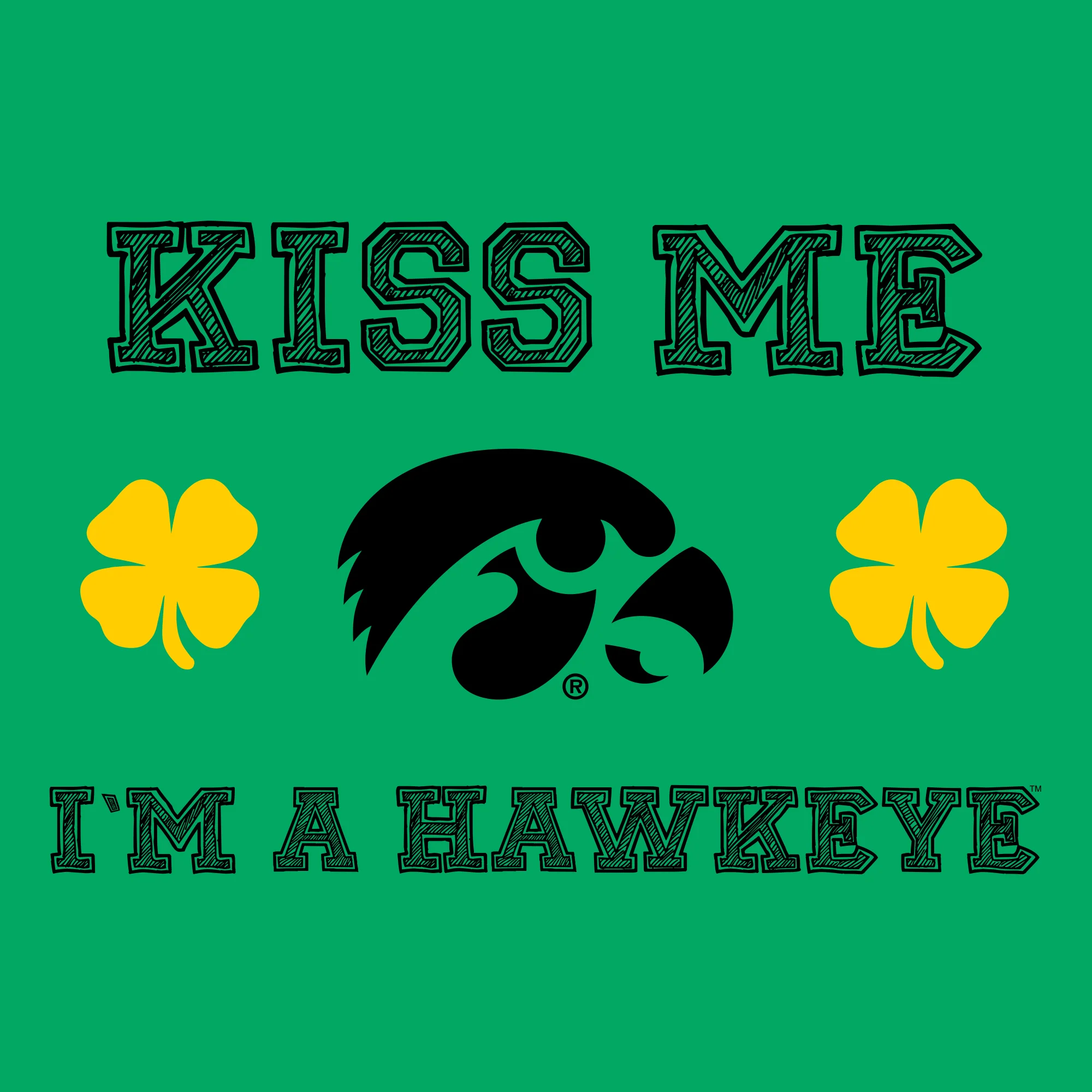 University of Iowa Hawkeyes Kiss Me I'm a Hawkeye Basic Cotton Short Sleeve T Shirt - Irish Green - Image 2