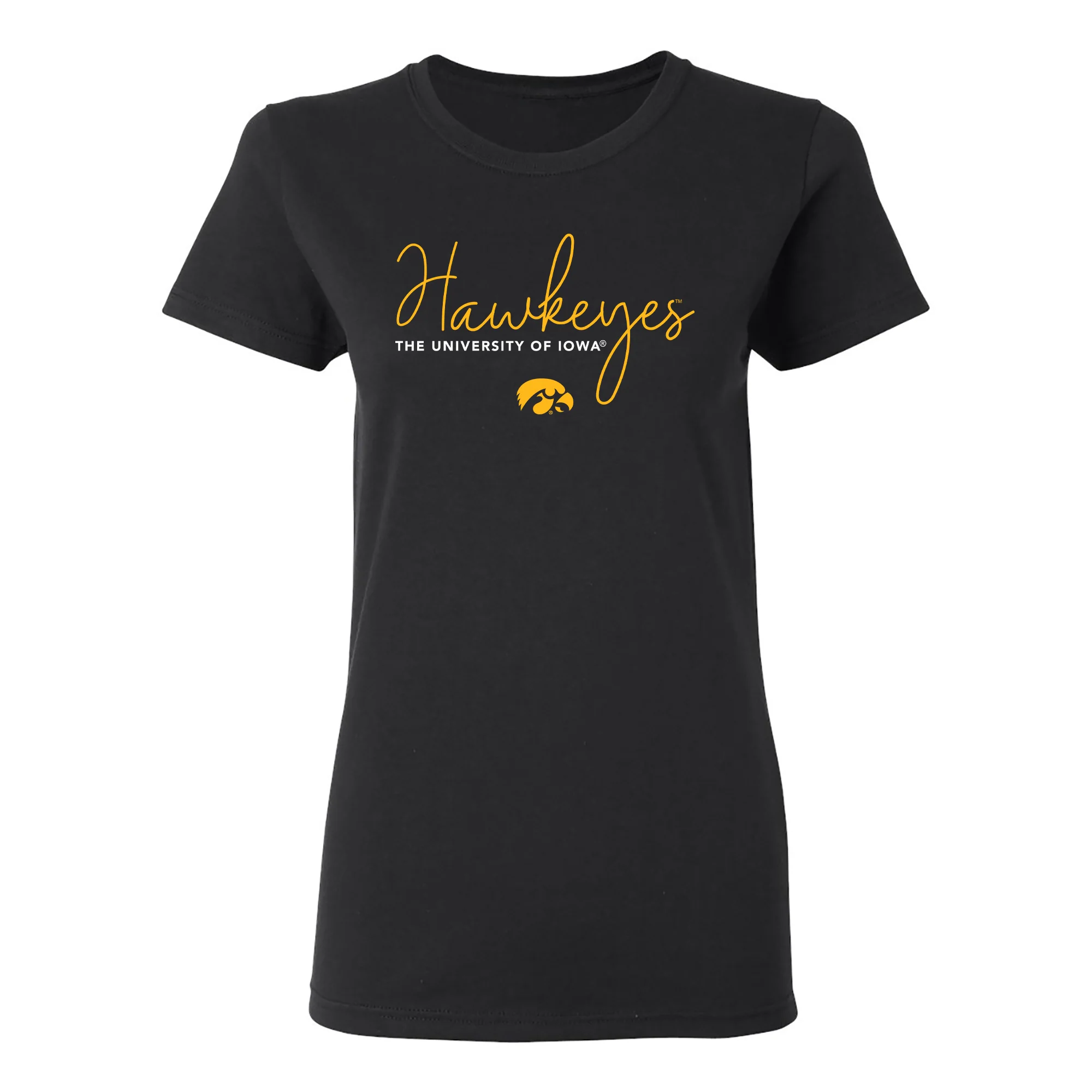 Iowa Thin Script Womens T-Shirt - Black