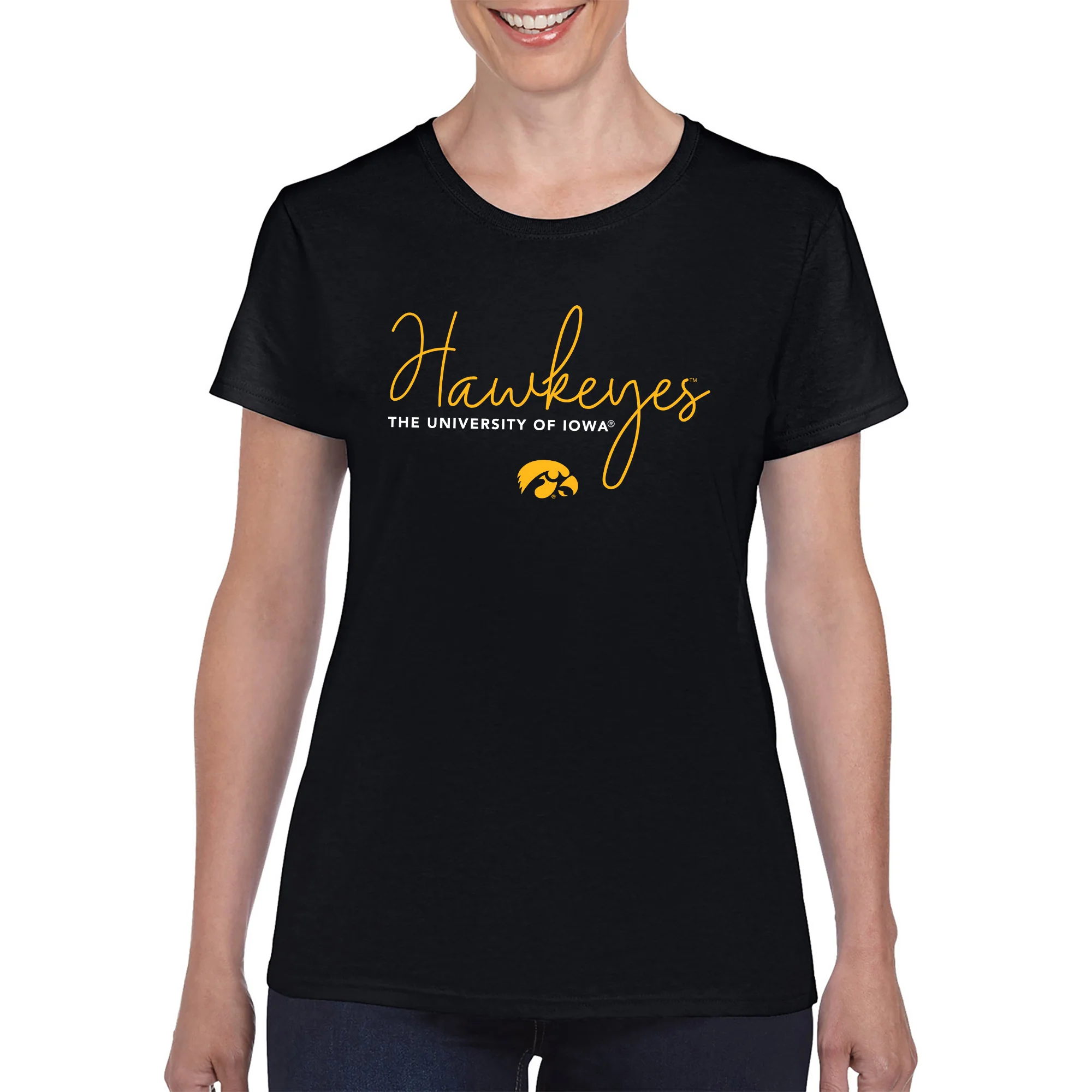 Iowa Thin Script Womens T-Shirt - Black - Image 4