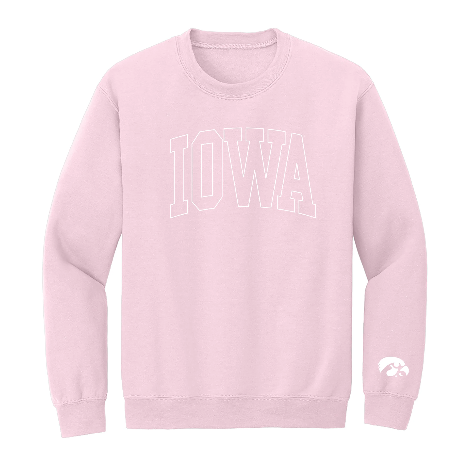 Iowa Tonal Arch with Wrist Print Crewneck - Light Pink