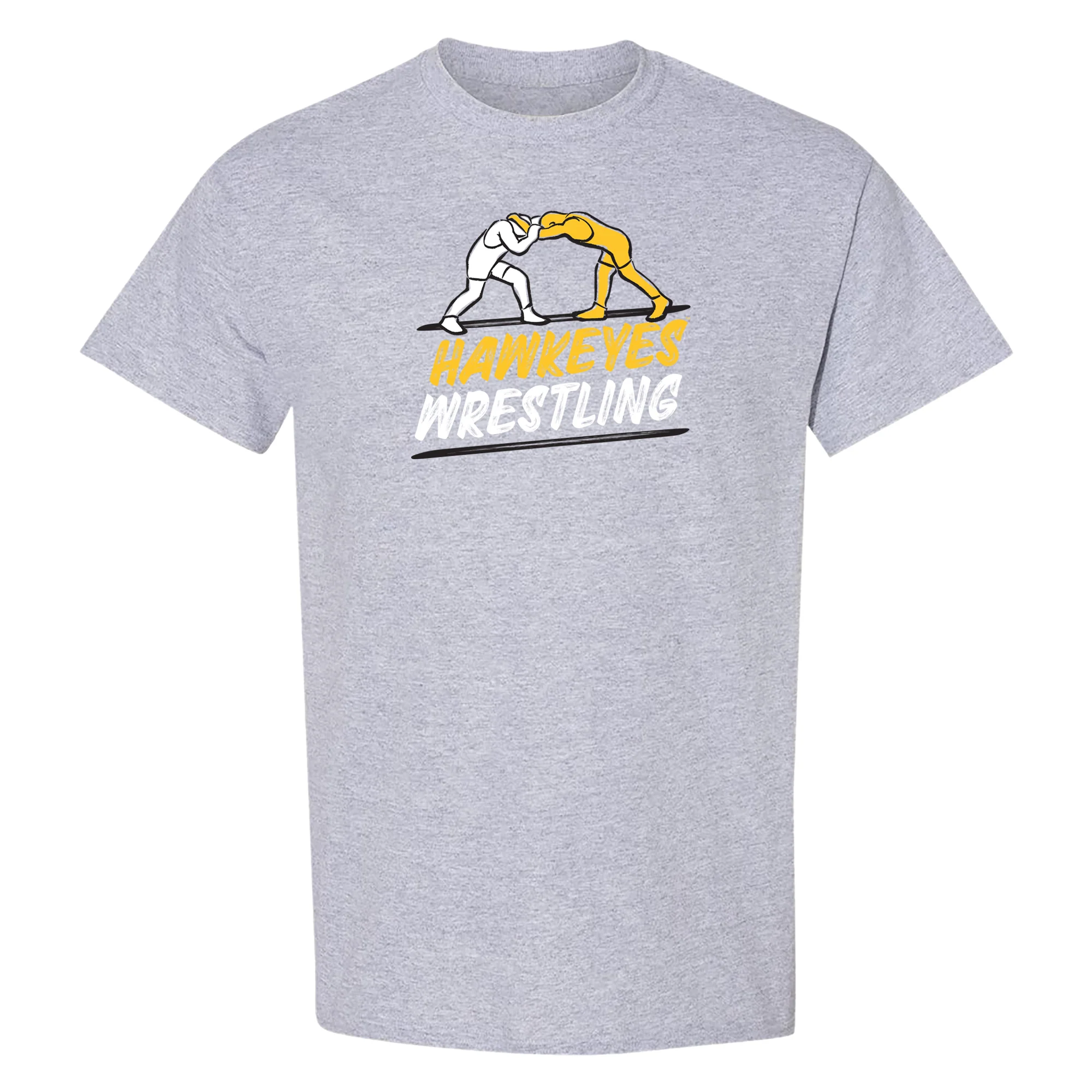 Iowa Wrestling Sketch T-Shirt - Sport Grey