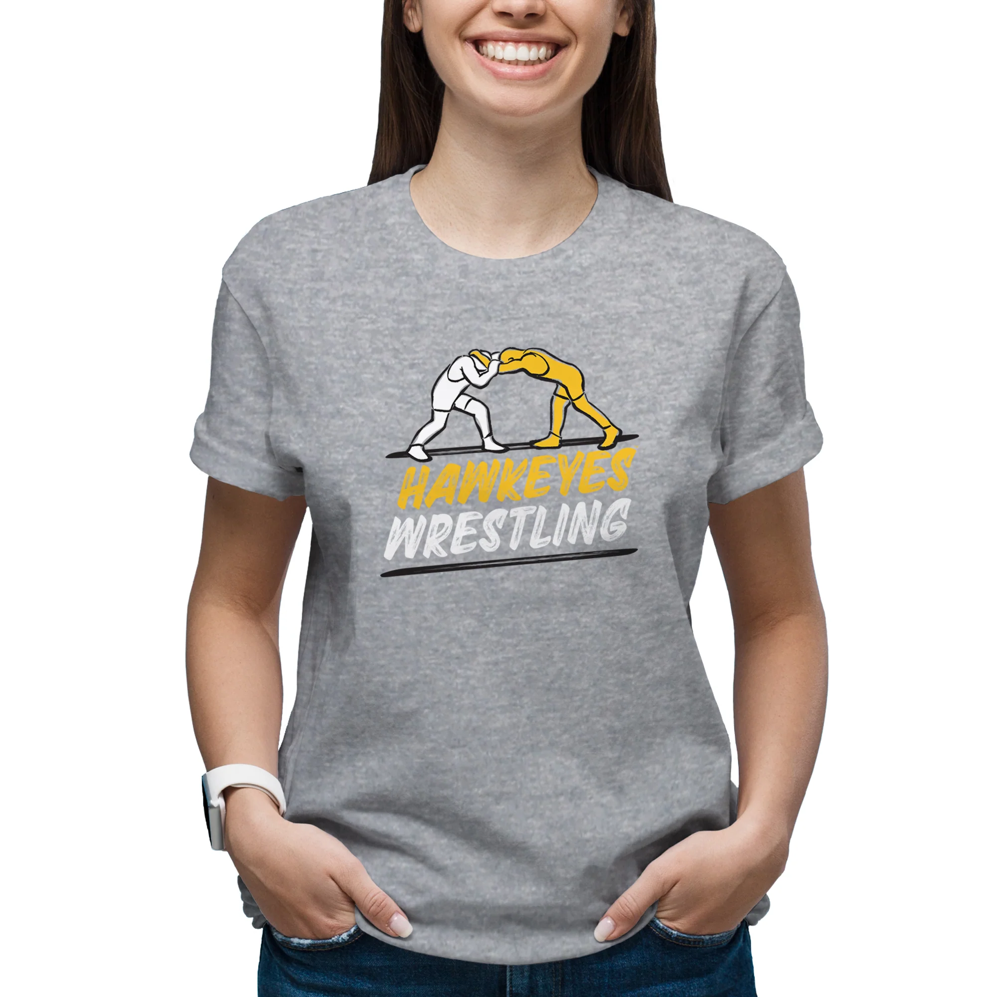 Iowa Wrestling Sketch T-Shirt - Sport Grey - Image 4