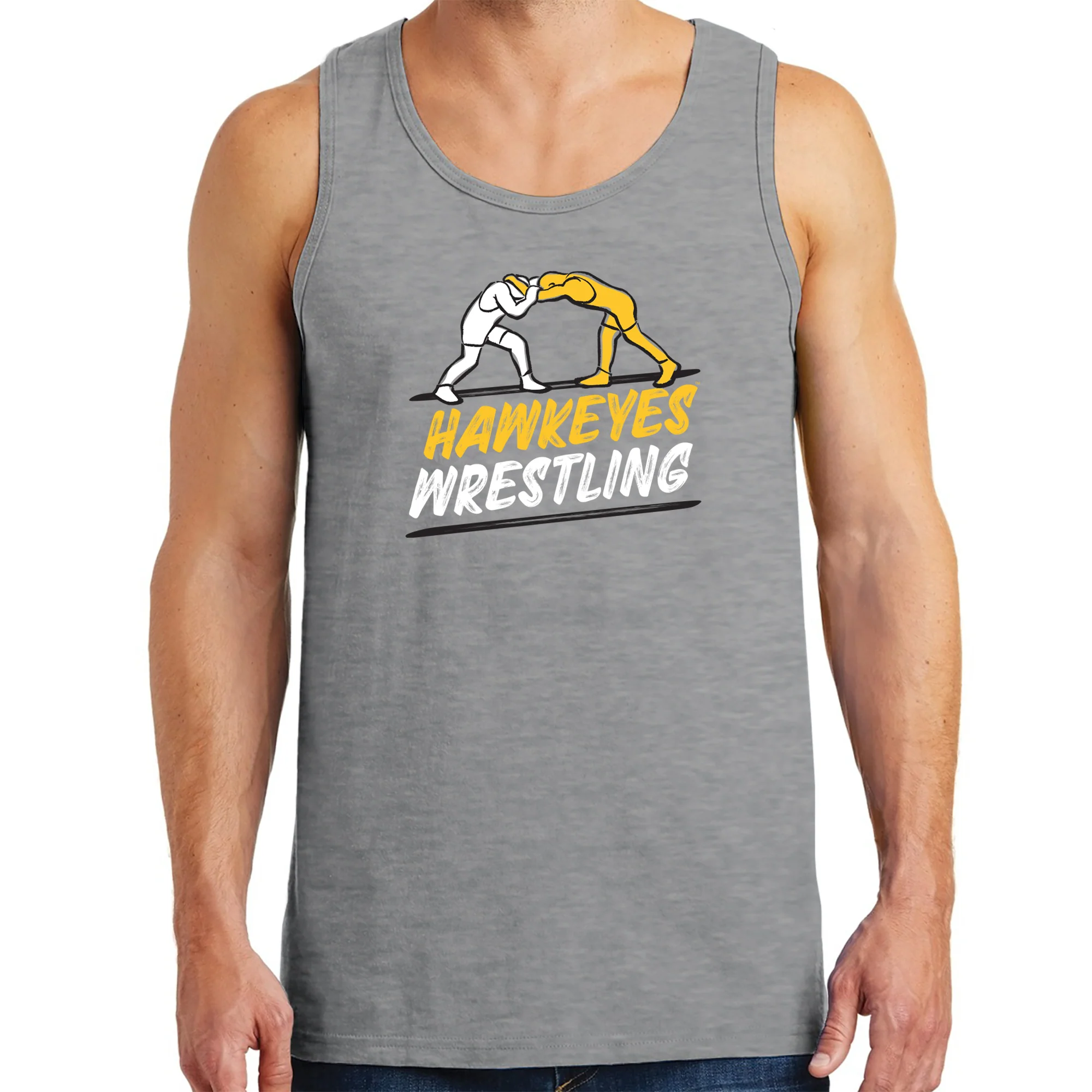 Iowa Wrestling Sketch Tank Top - Sport Grey - Image 3