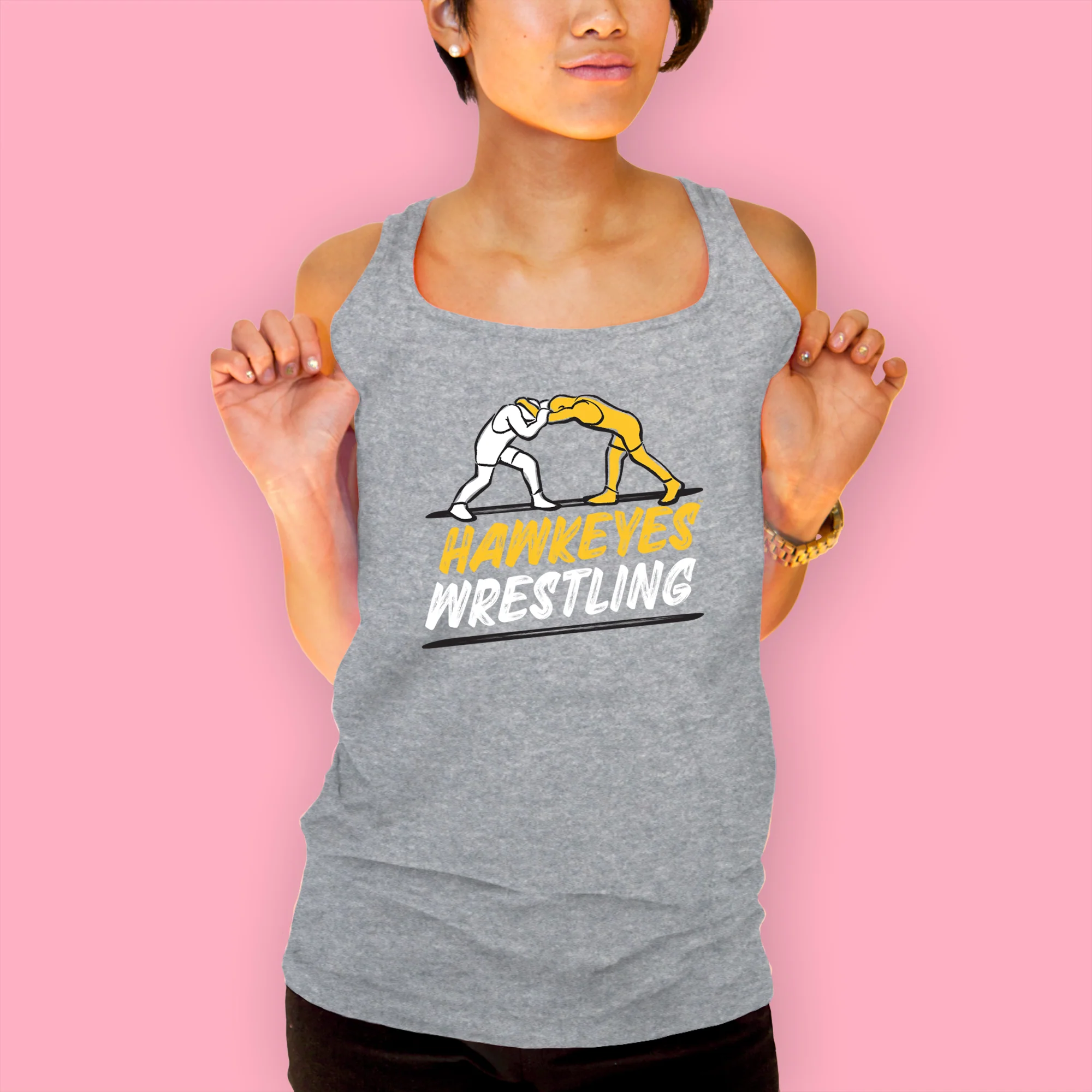 Iowa Wrestling Sketch Tank Top - Sport Grey - Image 4