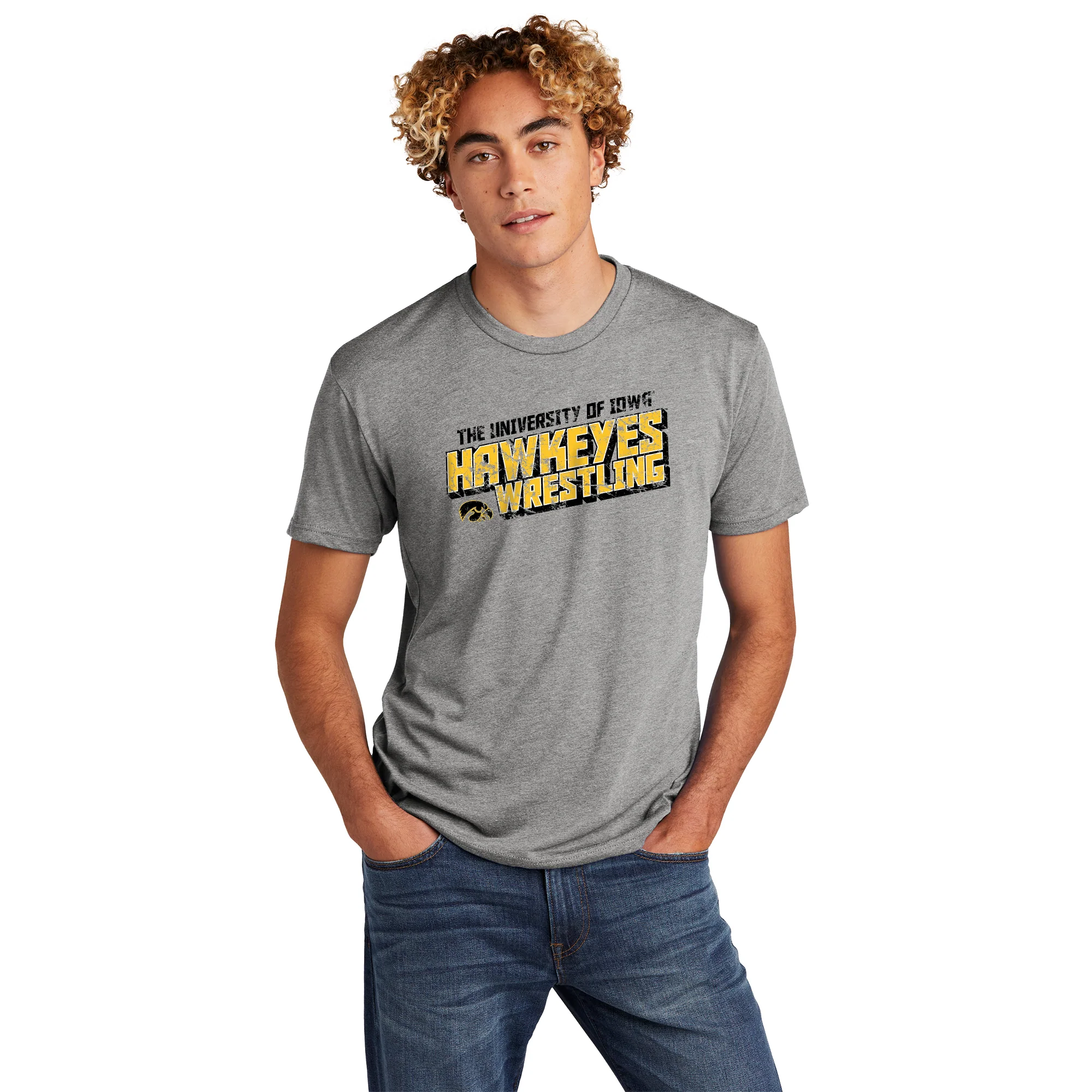 Iowa Wrestling Tech NLA Triblend T-shirt - Premium Heather - Image 3