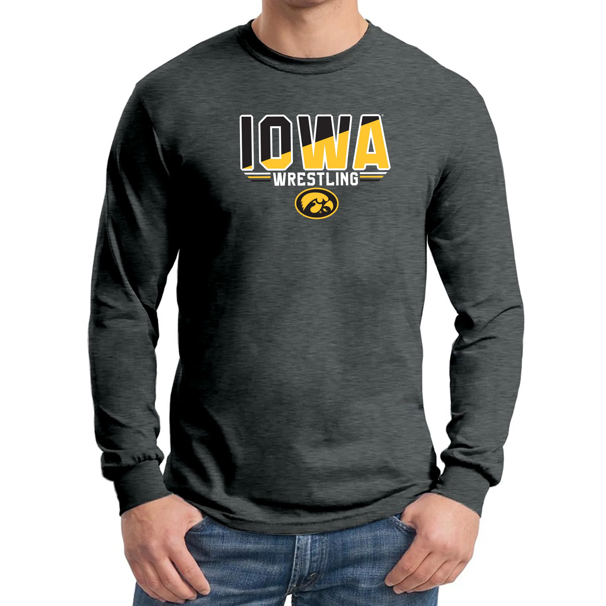 Iowa Wrestling Top Flight Long Sleeve T-Shirt - Dark Heather - Image 3