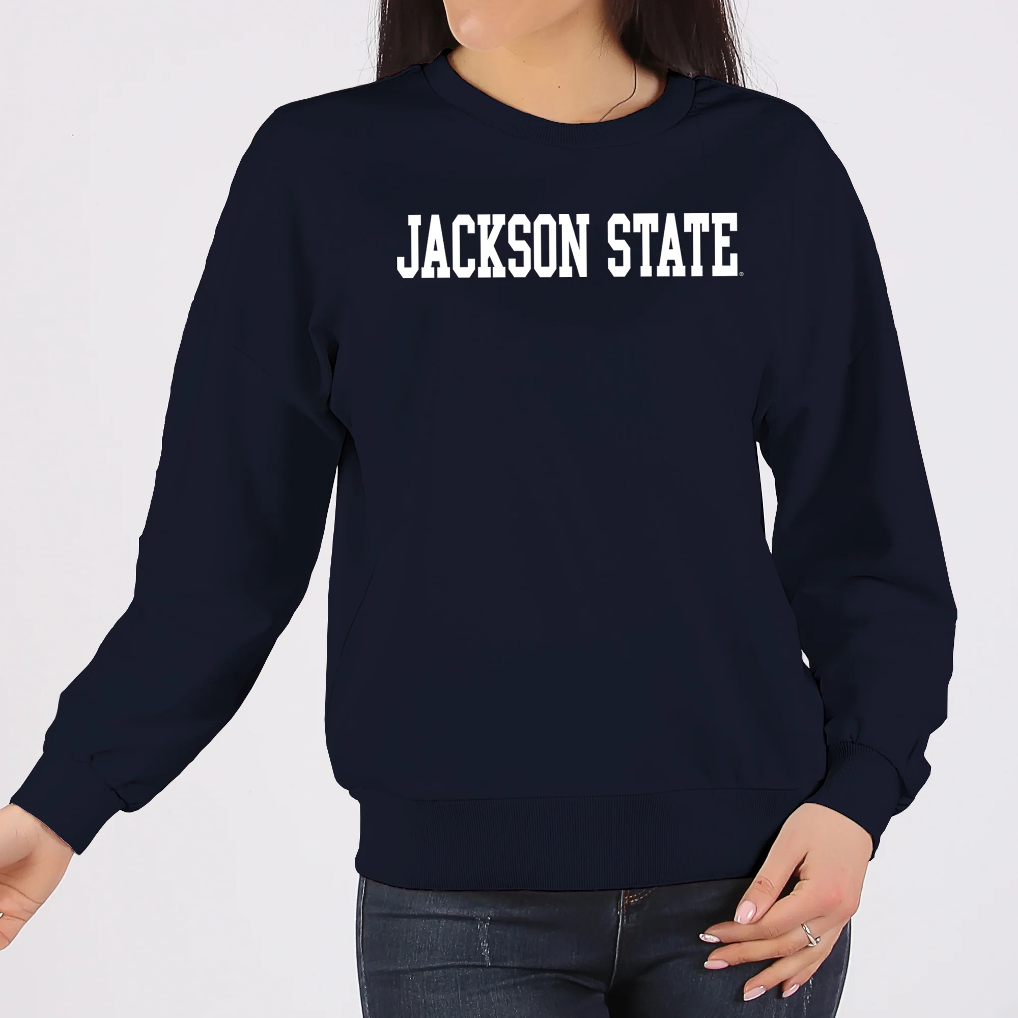 Jackson State Tigers Basic Block Crewneck Sweatshirt - Navy - Image 4