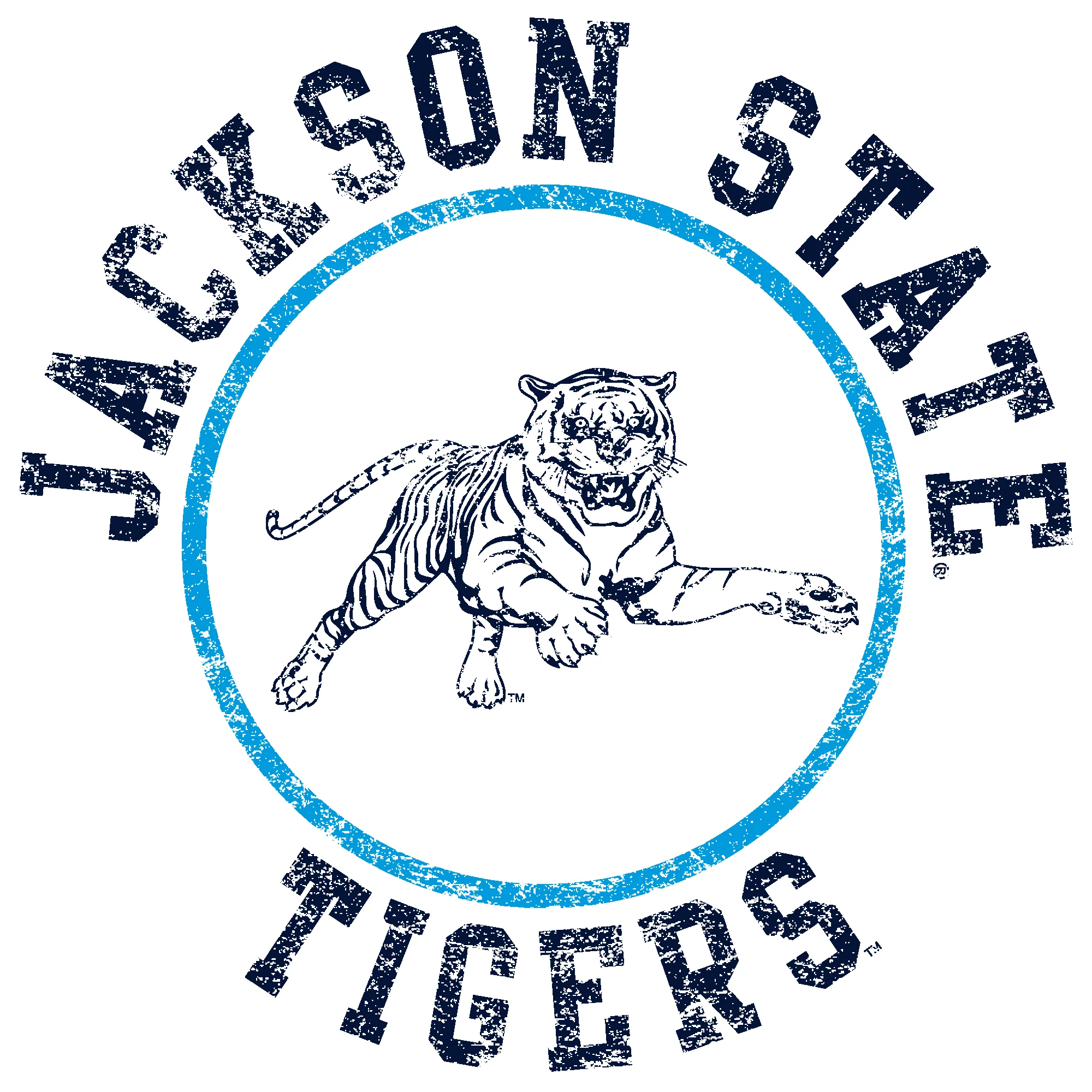 Jackson State Tigers Distressed Circle Logo Womens T Shirt - White - Image 2