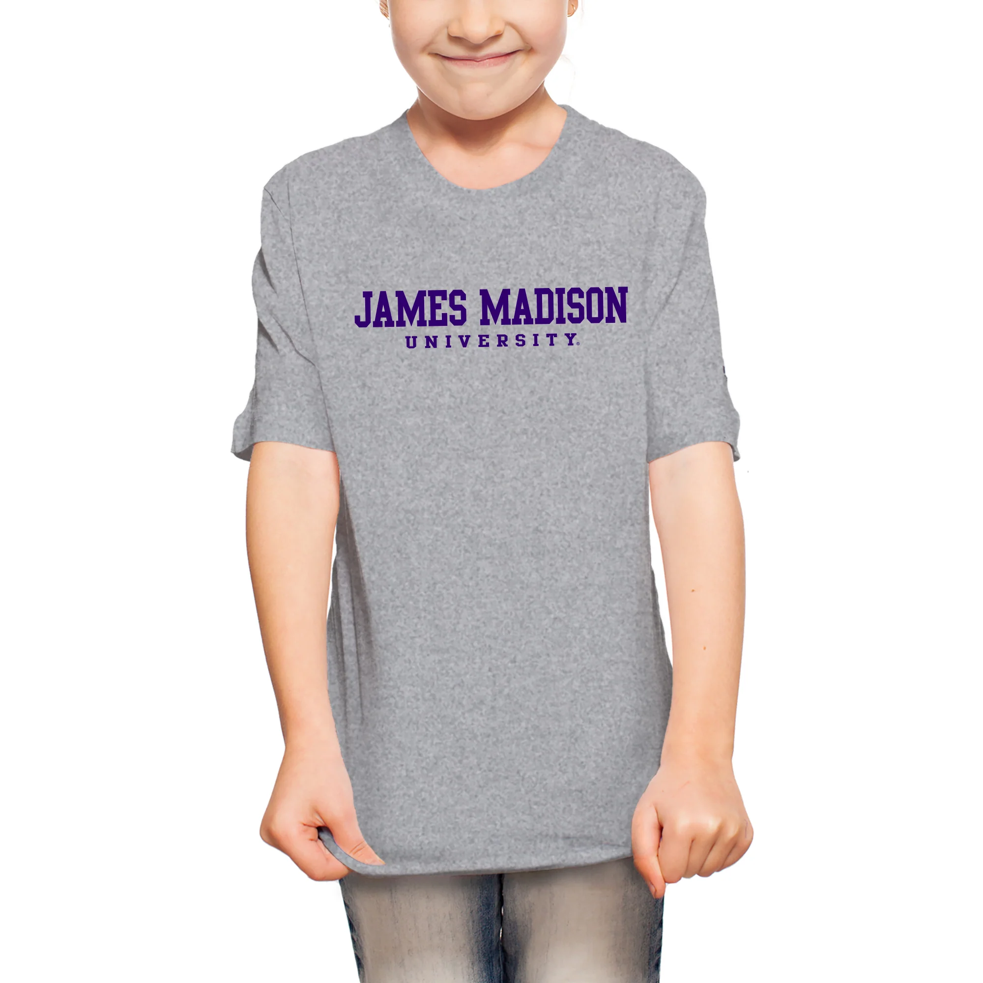 James Madison Basic Block Youth T-Shirt - Sport Grey - Image 4