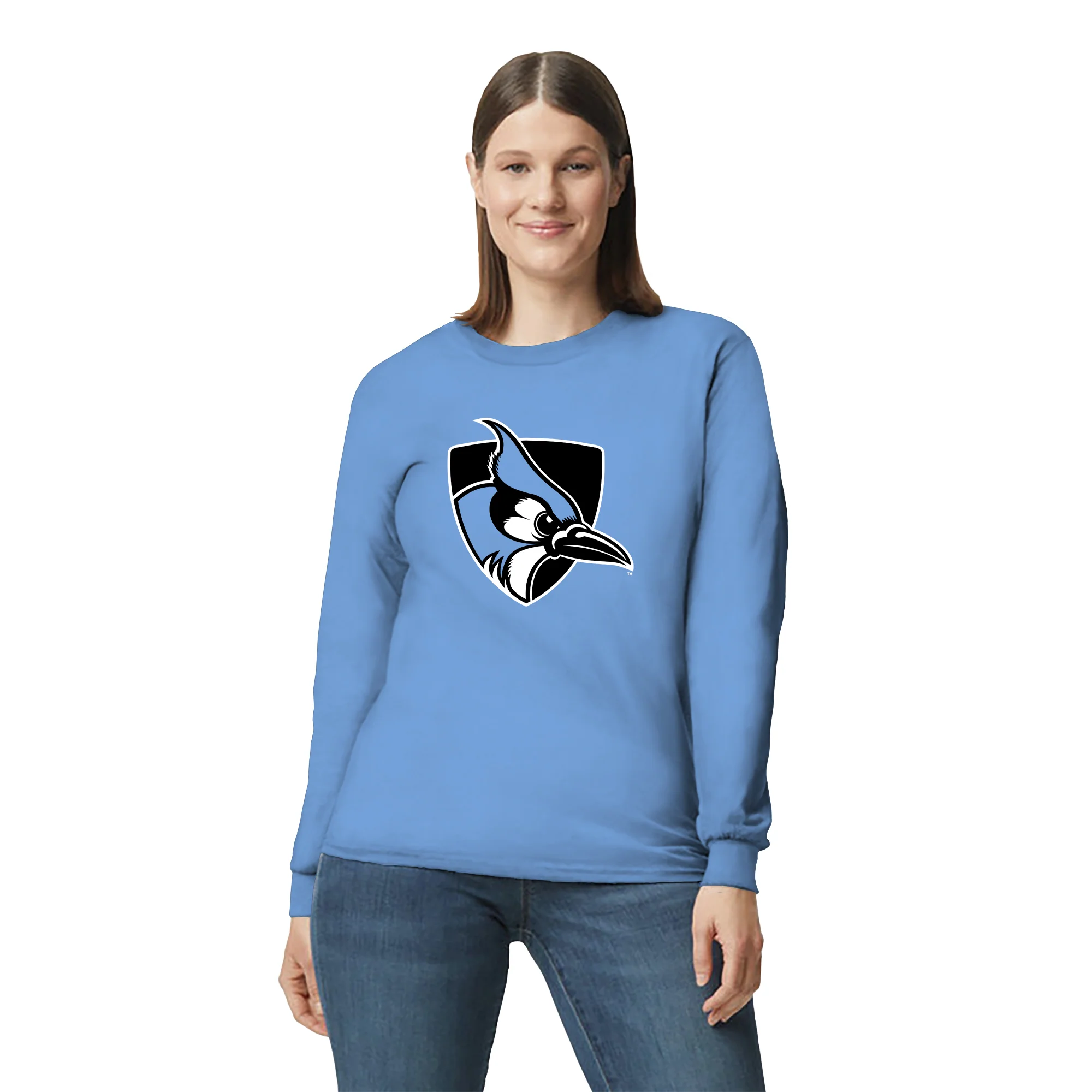 Johns Hopkins Blue Jays Primary Logo Long Sleeve - Carolina Blue - Image 4
