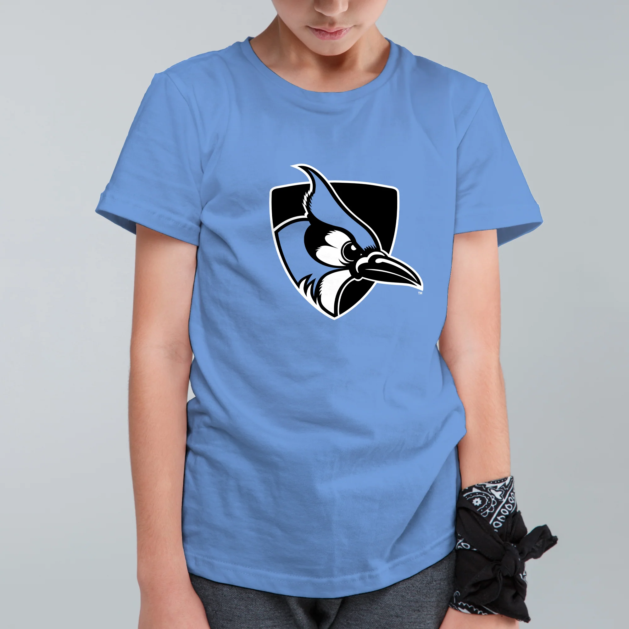 Johns Hopkins Blue Jays Primary Logo Youth T-Shirt - Carolina Blue - Image 3