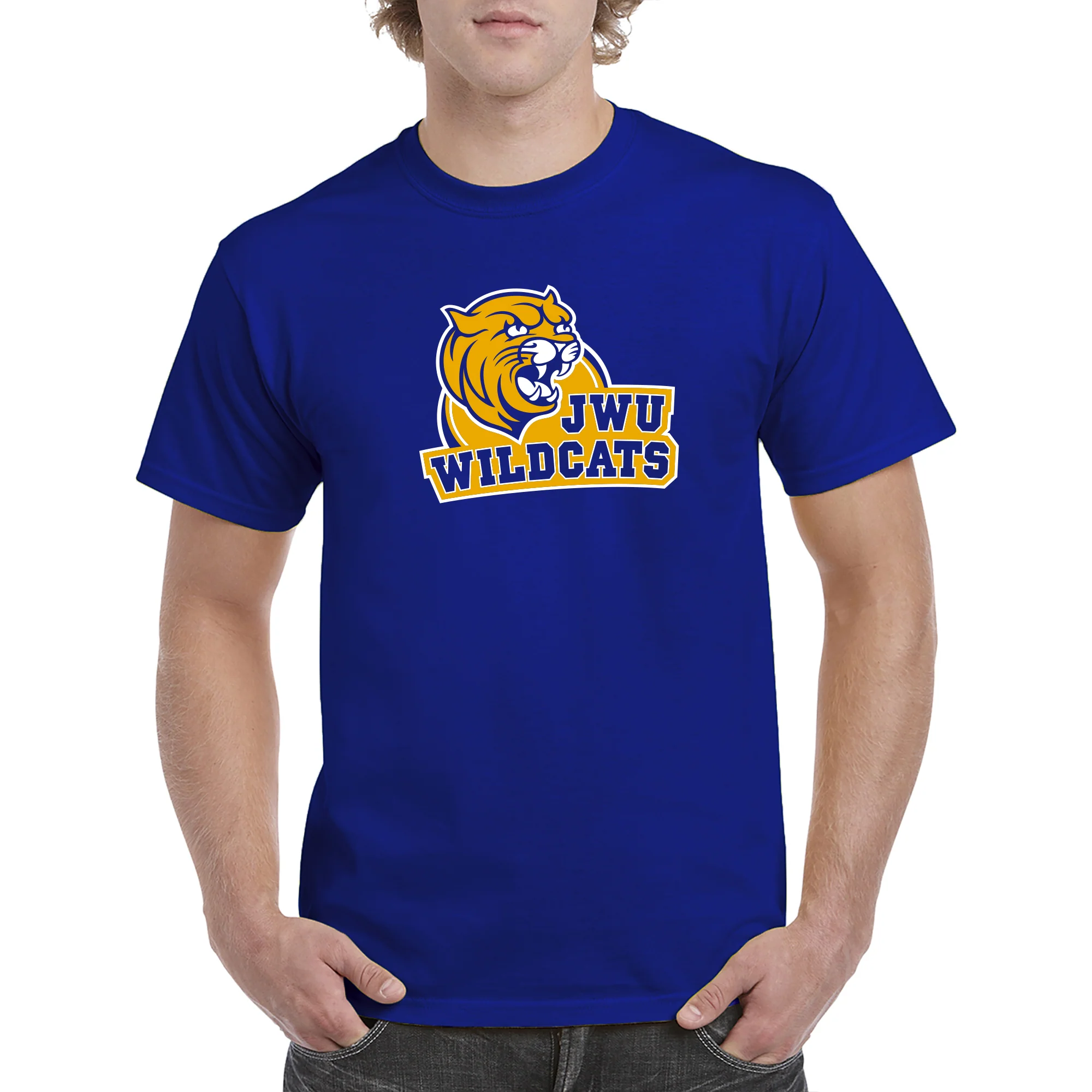 Johnson & Wales University Wildcats Arch Logo Short Sleeve T Shirt - Cobalt - Image 4