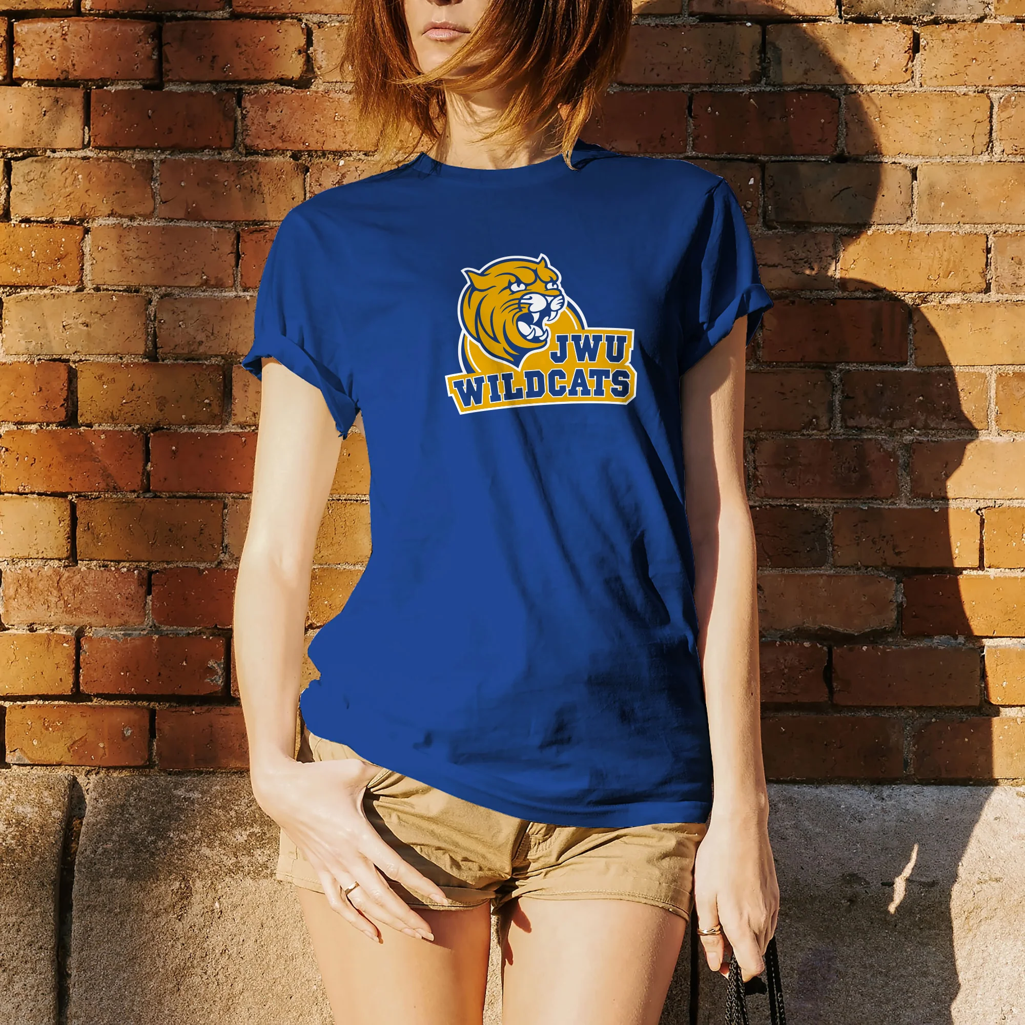 Johnson & Wales University Wildcats Arch Logo Short Sleeve T Shirt - Cobalt - Image 5